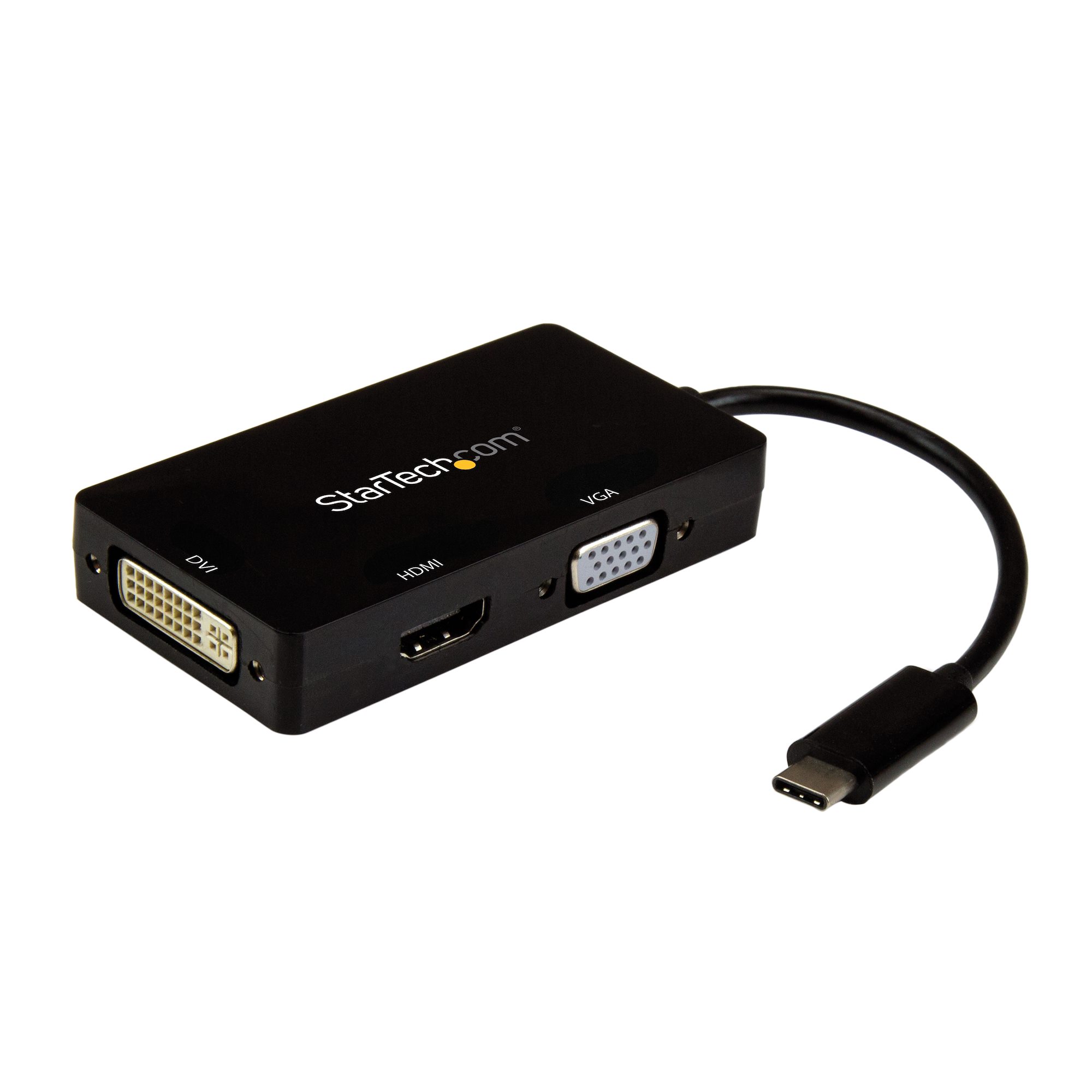 USB-C - VGA/DVI /HDMI変換アダプター／4K30Hz（HDMI）1080p（VGA&DVI）／ブラック／3-in-1 USB C  モニター 変換コネクター／ディスプレイ コンバーター