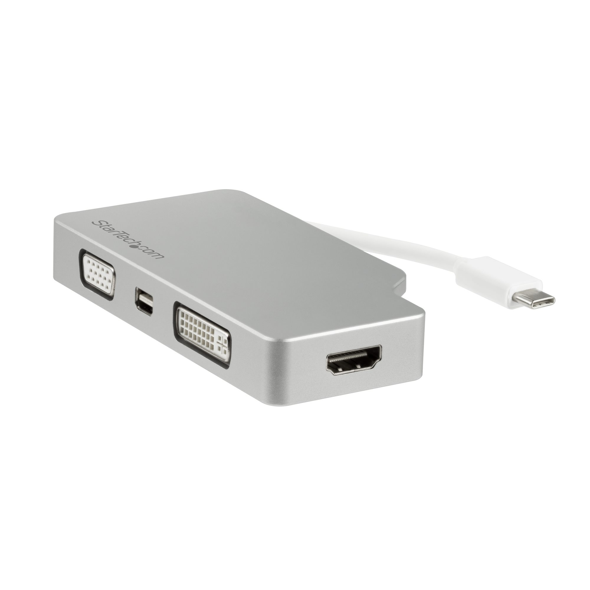 USB Type-C マルチ変換ビデオアダプタ／HDMI 1.4 Mini DisplayPort 1.2 VGA  DVI／4K60Hz（mDP）／4K30Hz（HDMI）／1080p（VGA DVI）／USB タイプC接続ビデオコンバータ／シルバー