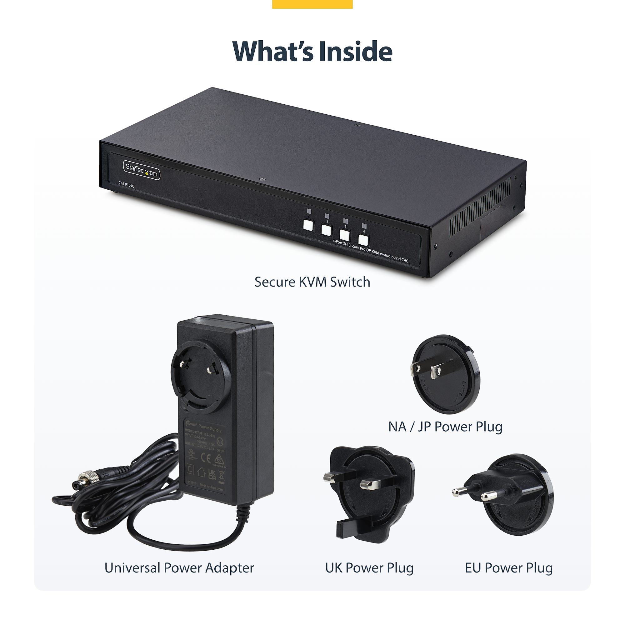 Secure 4-Port KVM Switch, DisplayPort, 4K 60Hz, NIAP 4.0 Desktop