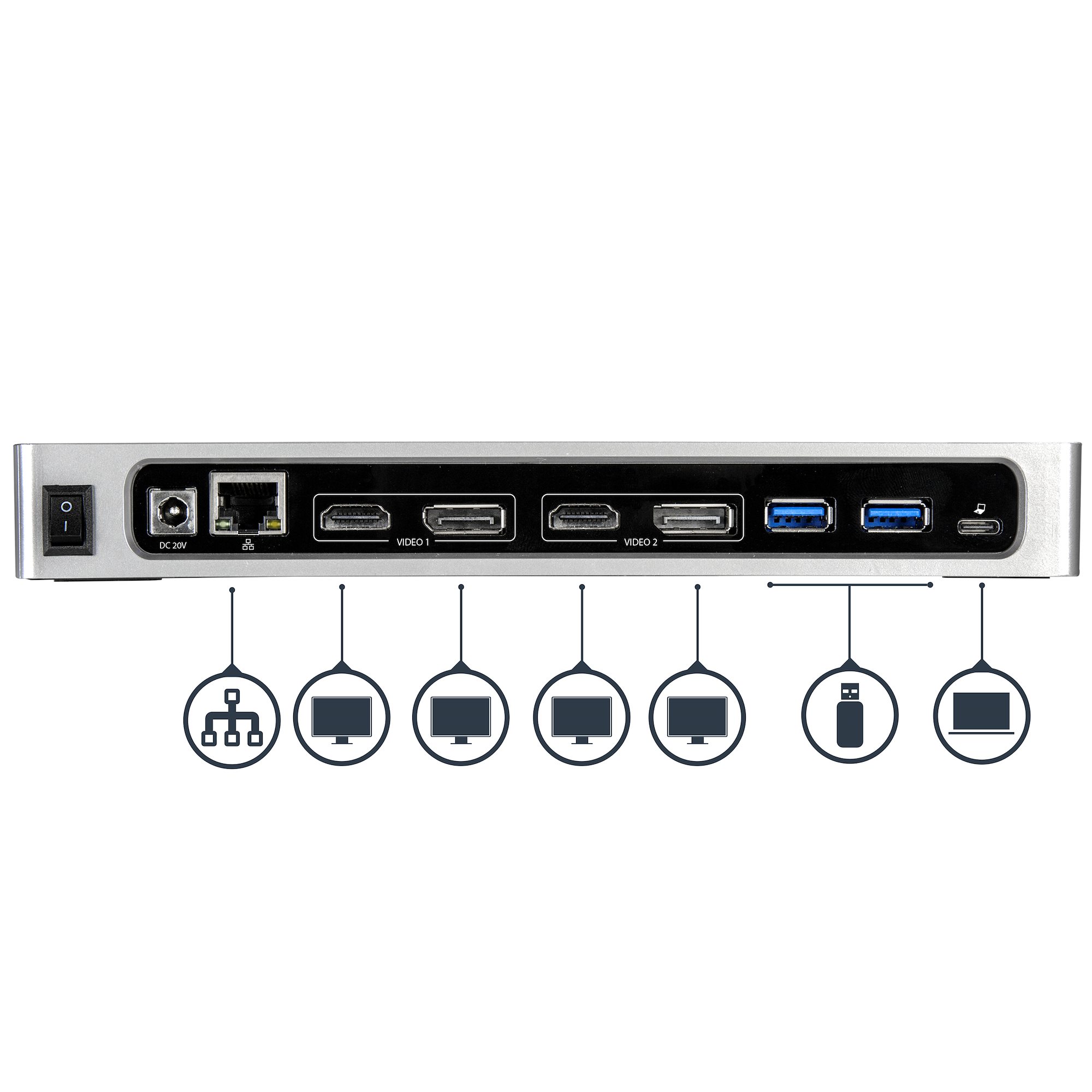USB C and A  - Dual Monitor DisplayPort + HDMI Dock for Mac & Windows Laptops DK30A2DH StarTech.com Dual 4K Docking Station 3.0 