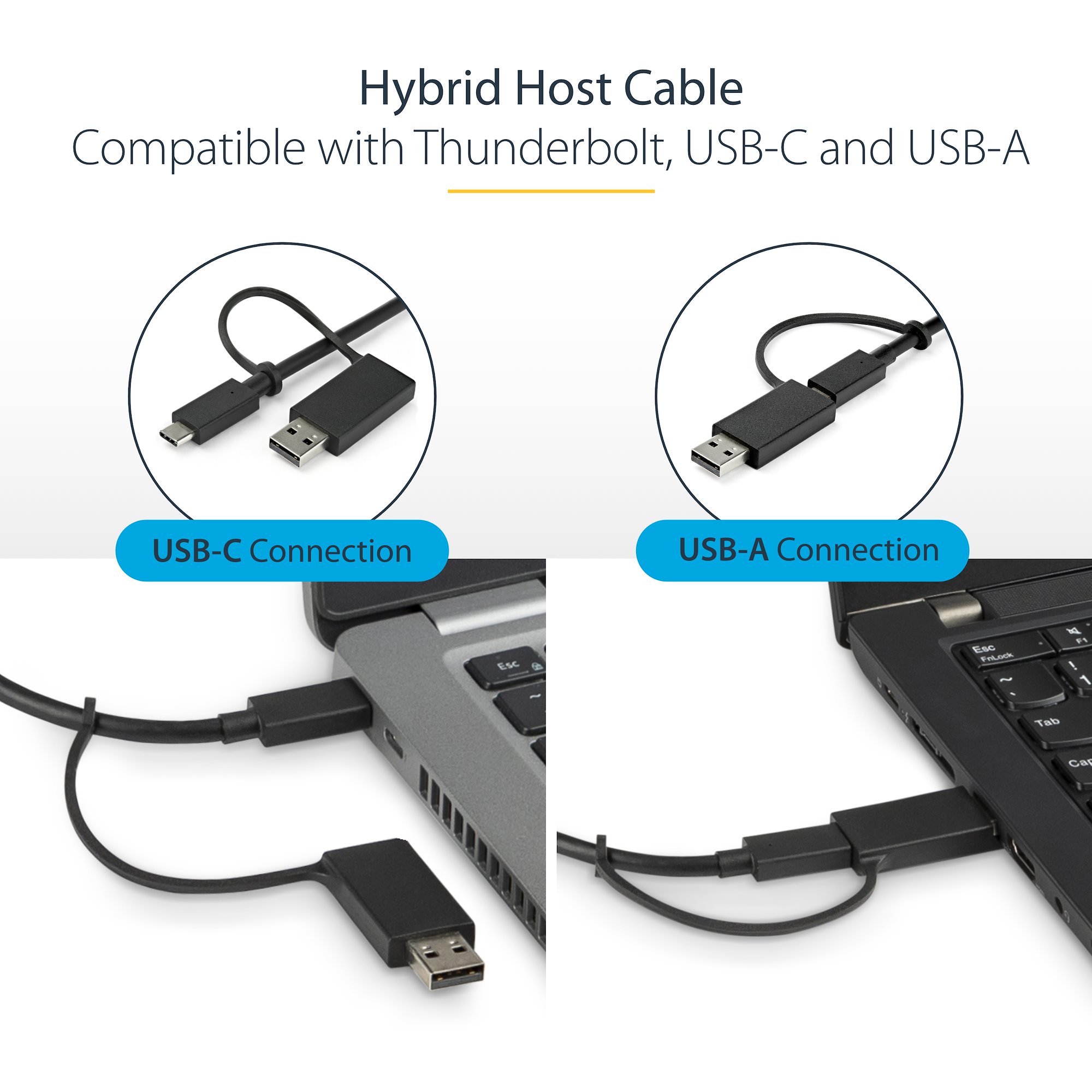 Cable USB Tipo C de 1m con Adaptador Dongle USB-A - Cable USB 2 en 1  Híbrido con USB-A - USB-C a USB-C (10Gbps/100W PD), USB-A a USB-C (5Gbps) -  Ideal