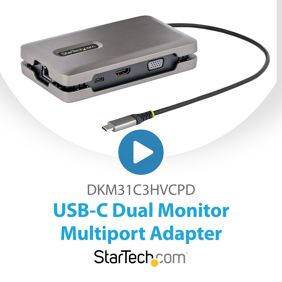 StarTech.com Adaptador Multipuertos USB-C - Docking Station USB 3.1 Gen 2  Tipo C con Vídeo HDMI, DisplayPort de 4K a 60Hz o VGA de 1080p - PD de 75W  - Hub Ladrón