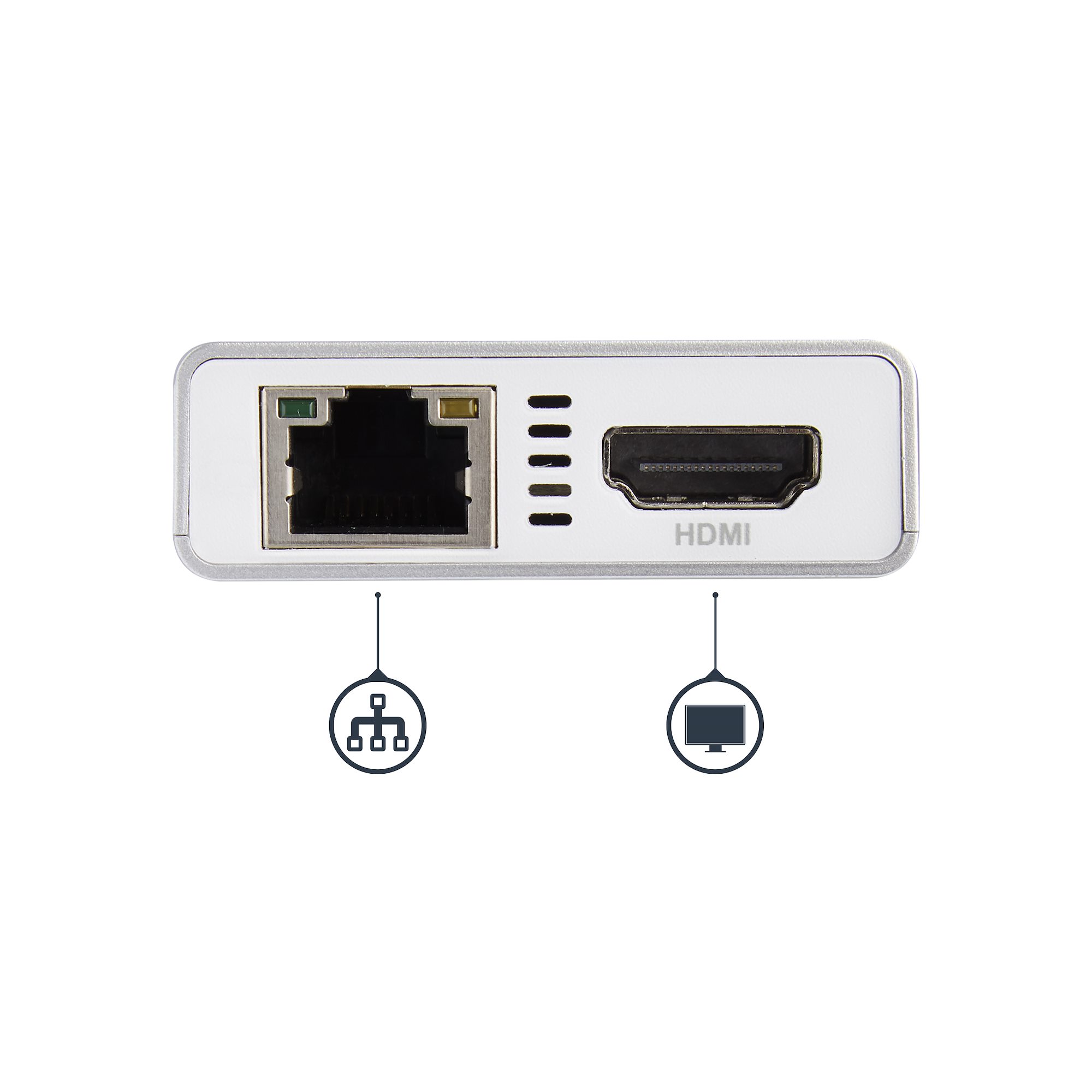 マルチポートアダプター／USB Type-C／シングルモニタ／4K HDMI／60W USB PD／2x USB-A 3.0ハブ／GbE／USB  Type-Cハブ ノートPC 用ポータブルミニドック／Mac & Windows／ホワイト