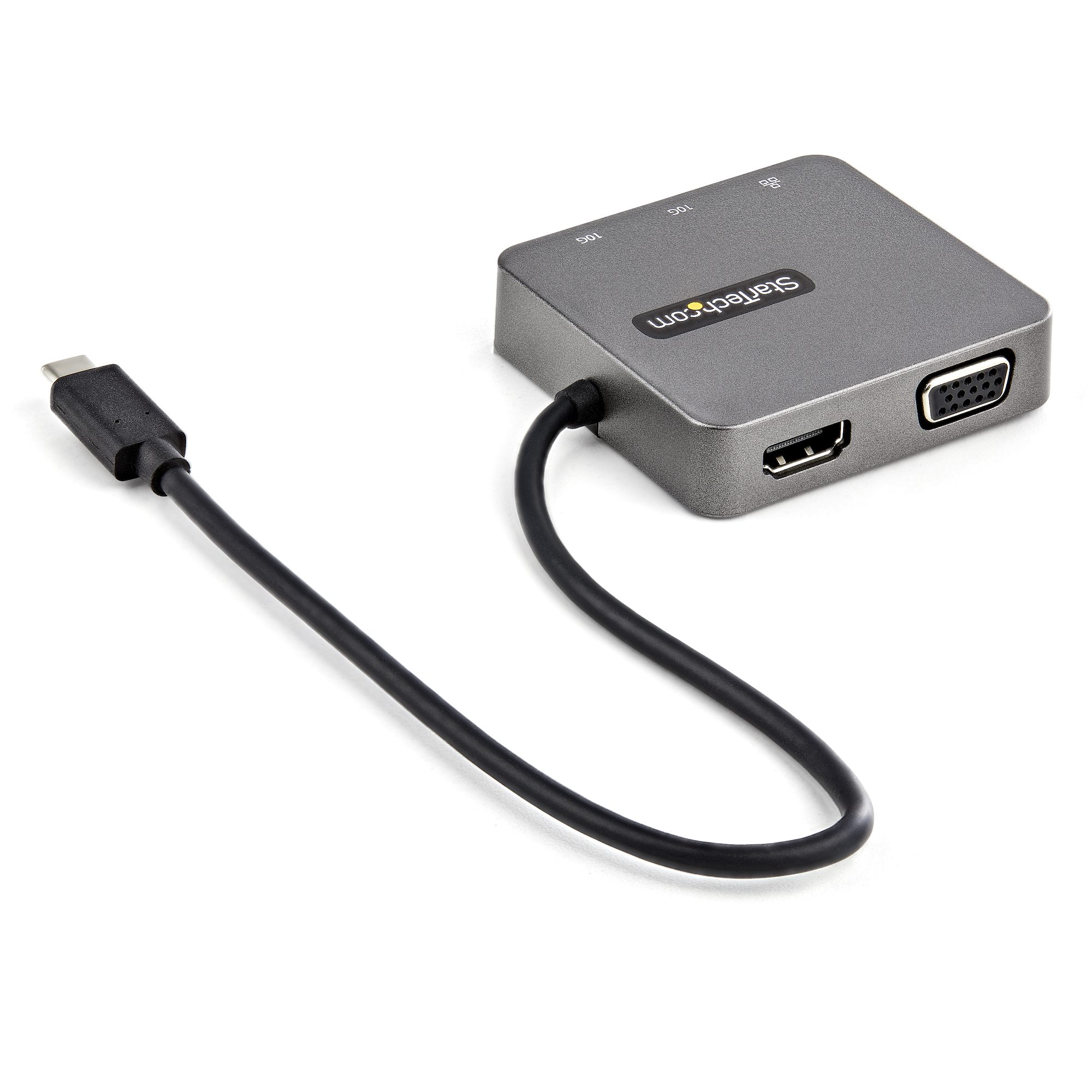 USB-C Multiport Adapter - USB 3.1 Gen 2 Type-C Mini Dock - USB-C to 4K HDMI  or 1080p VGA Video - 10Gbps USB-A USB-C, GbE - Portable Travel Laptop Dock  