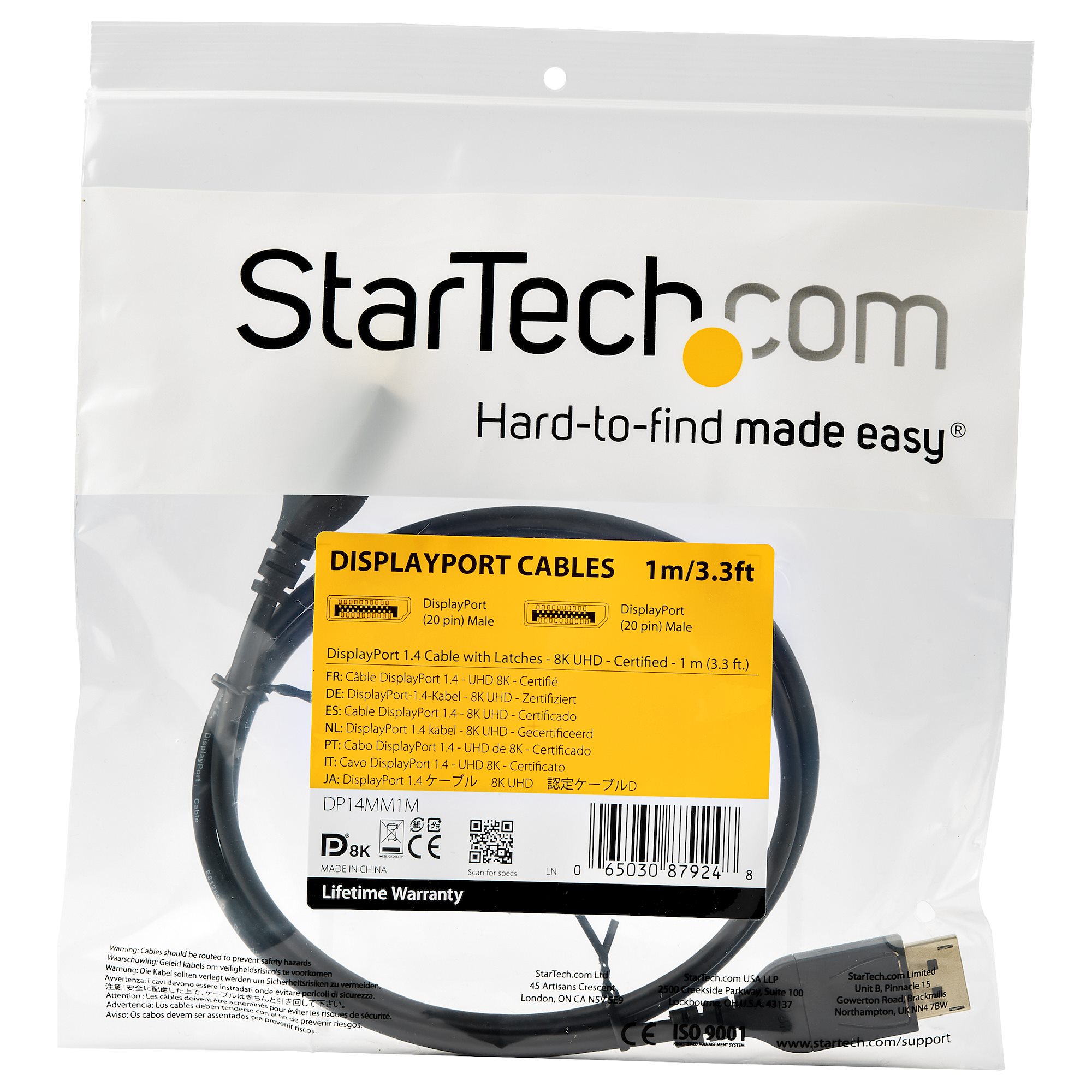 Startech Cable DisplayPort 1.4 Certificado VESA 3m