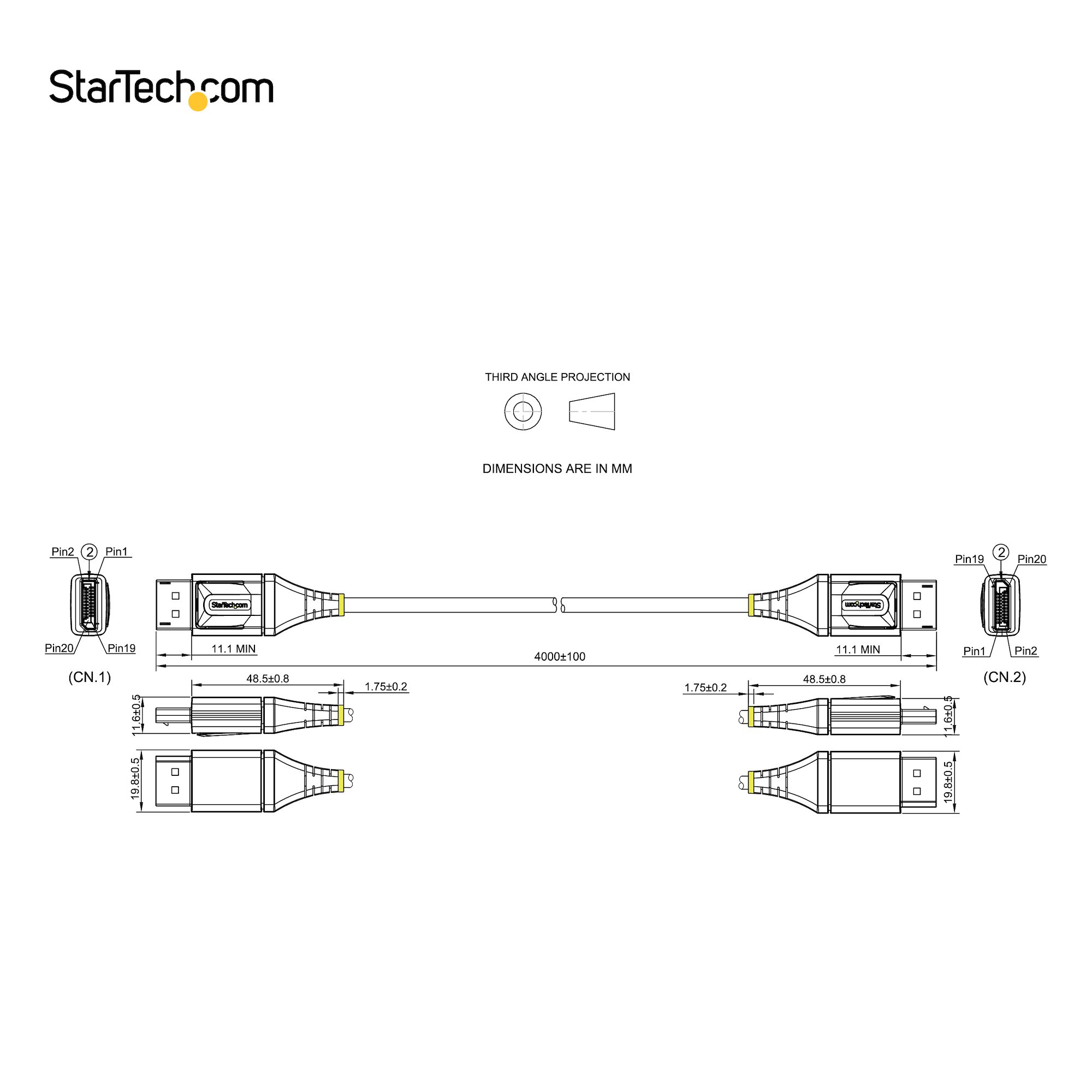 StarTech.fr Câble DisplayPort 1.4 Certifié VESA 4m - 8K 60Hz HDR10
