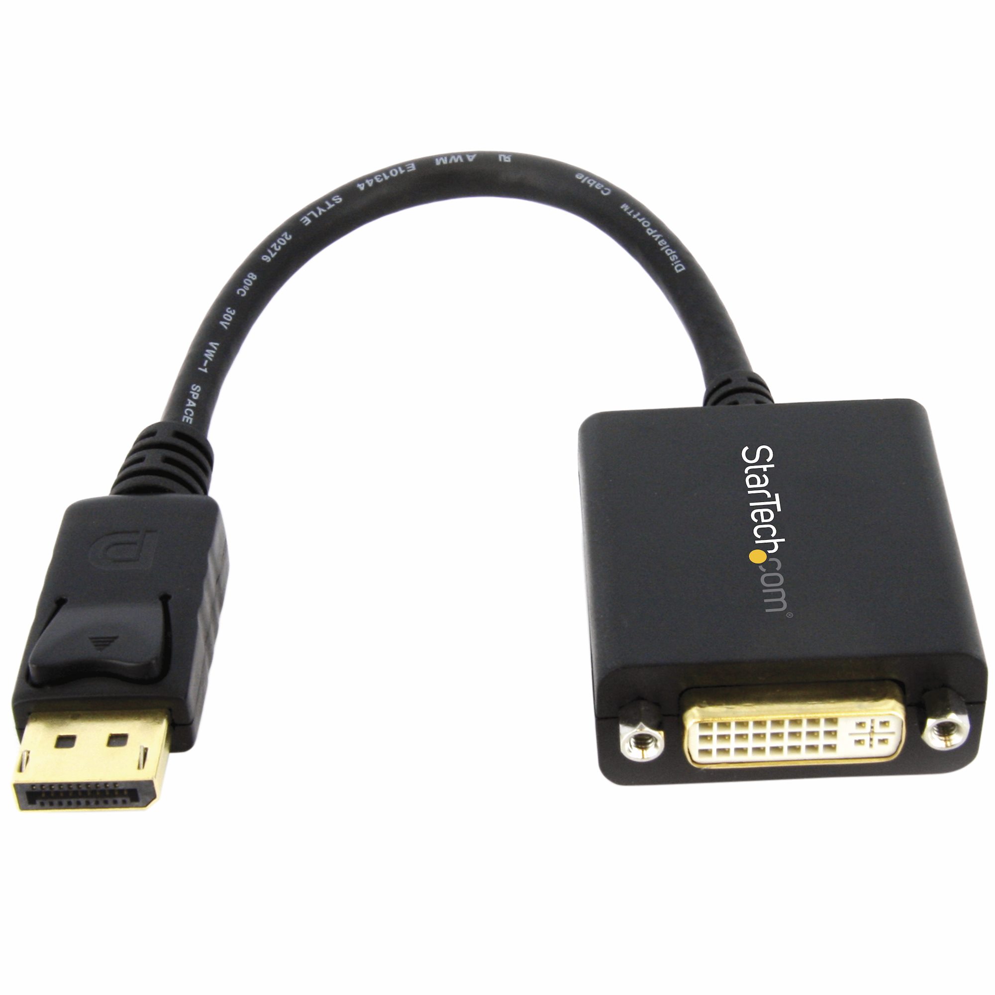 DisplayPort - DVI変換アダプタ／1080p／DP 1.2 - DVI-D コンバータ／抜け防止機構付きディスプレイポートコネクタ