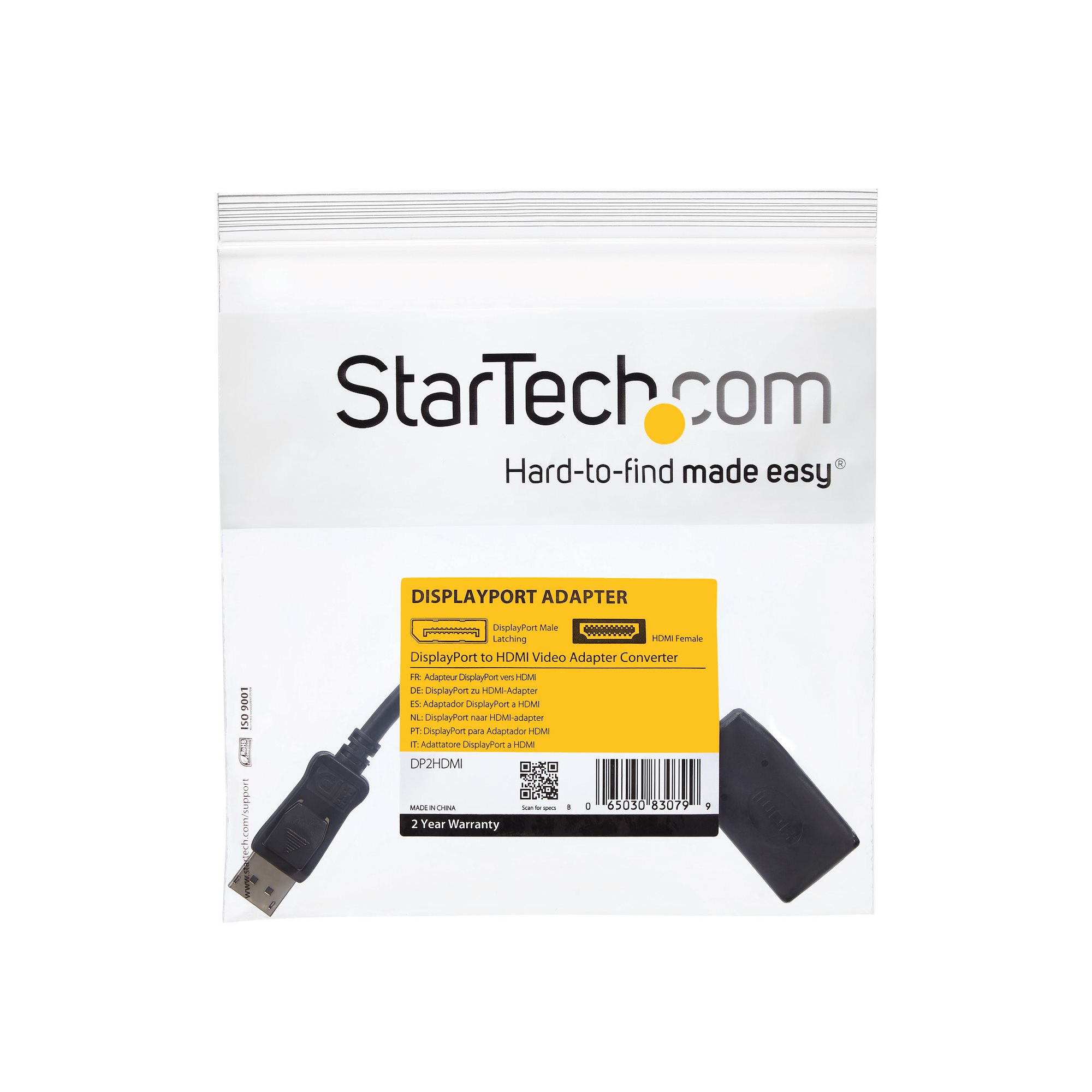 StarTech.com Câble adaptateur DisplayPort vers HDMI 1080p - Convertisseur  vidéo DP vers HDMI - 1920 x 1200 - M/F - Noir (DP2HDMI2)