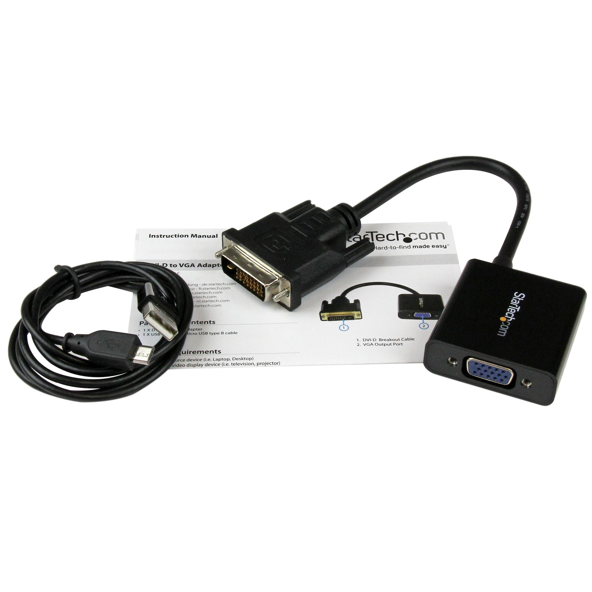 DVI-D to VGA Active Adapter Converter Cable - 1080p