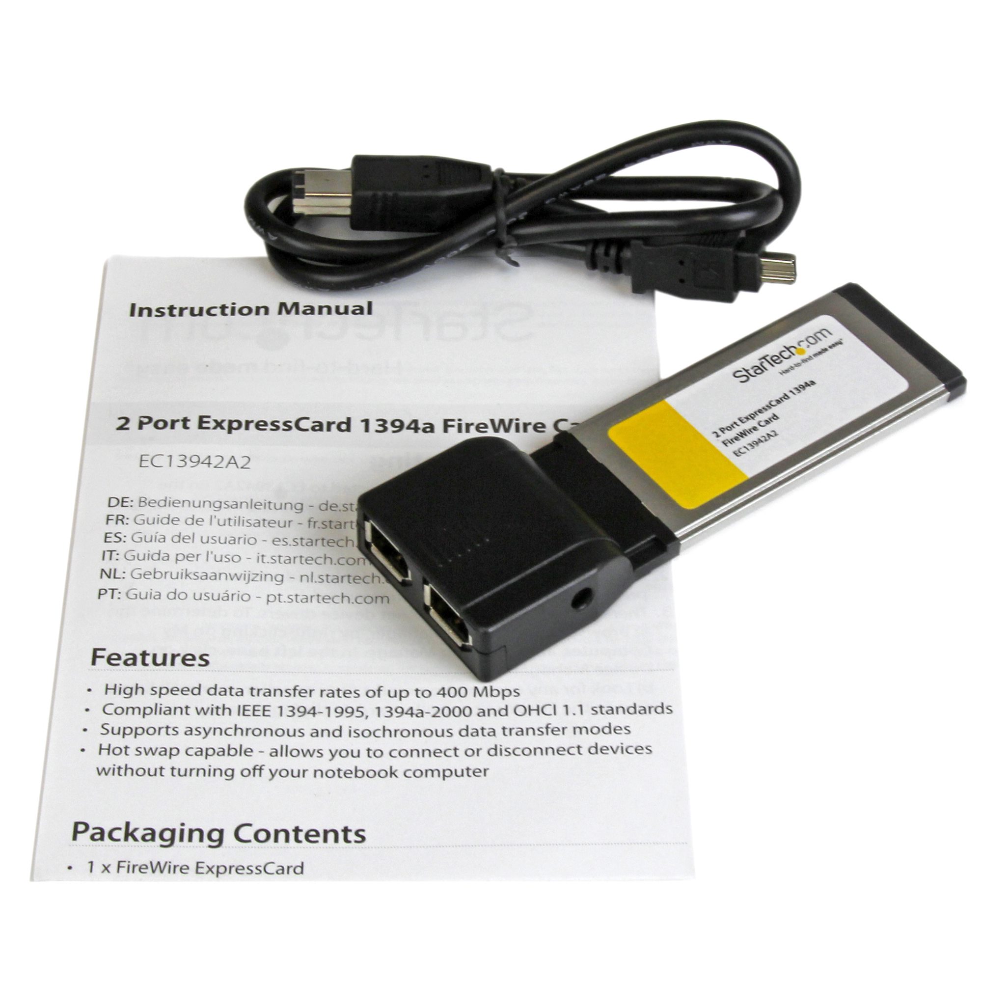 Carte Adaptateur ExpressCard/34 vers Ports 1394b FireWire800  1x ExpressCard 34 2X FireWire 800 Femelle Adaptateur FireWire Expr 