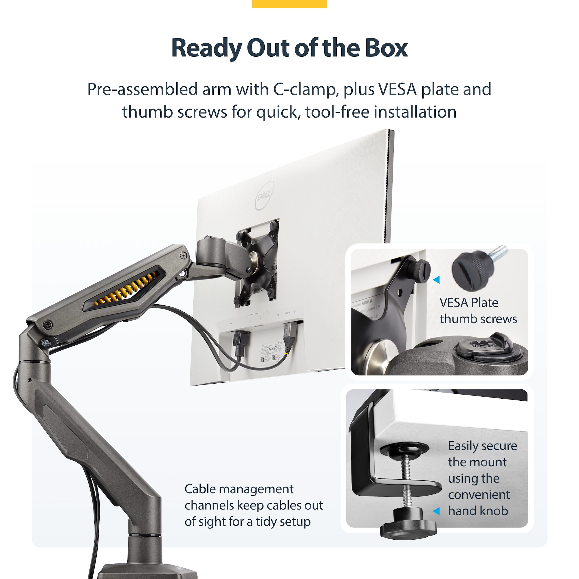 モニターアーム／Cクランプ固定式／1画面／最大32インチ／耐荷重10kg