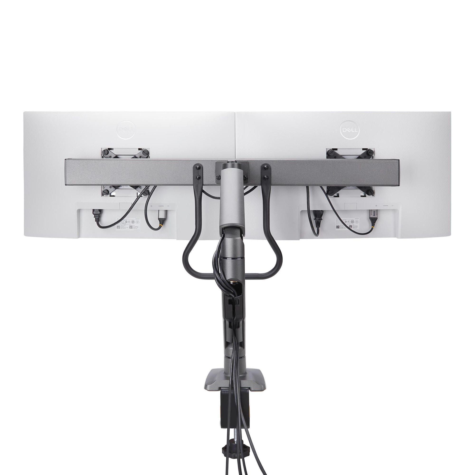 Desk Mount Dual Monitor Arm with Crossbar, Up To 27