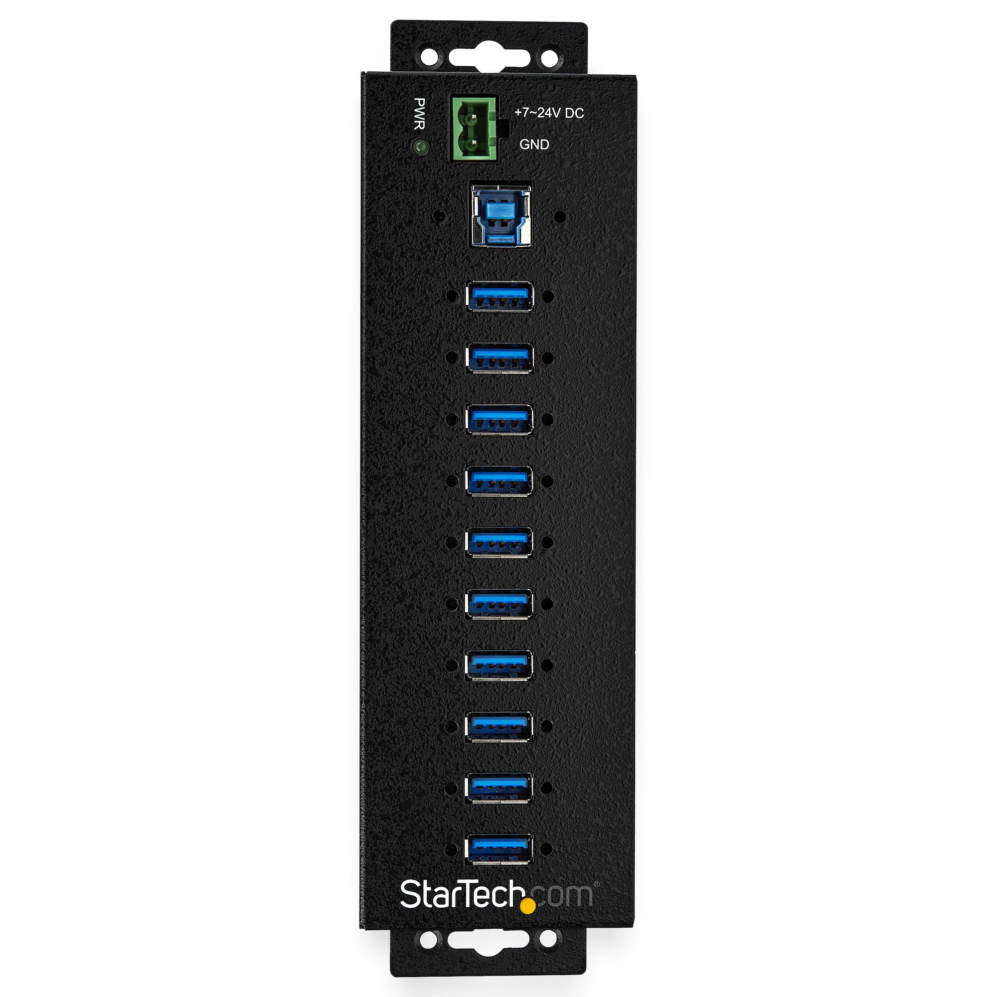 10-Port USB 3.0 Hub with Power Adapter - Metal Industrial USB-A Hub with  ESD & 350W Surge Protection - Din/Wall/Desk Mountable - High Speed USB 3.2 