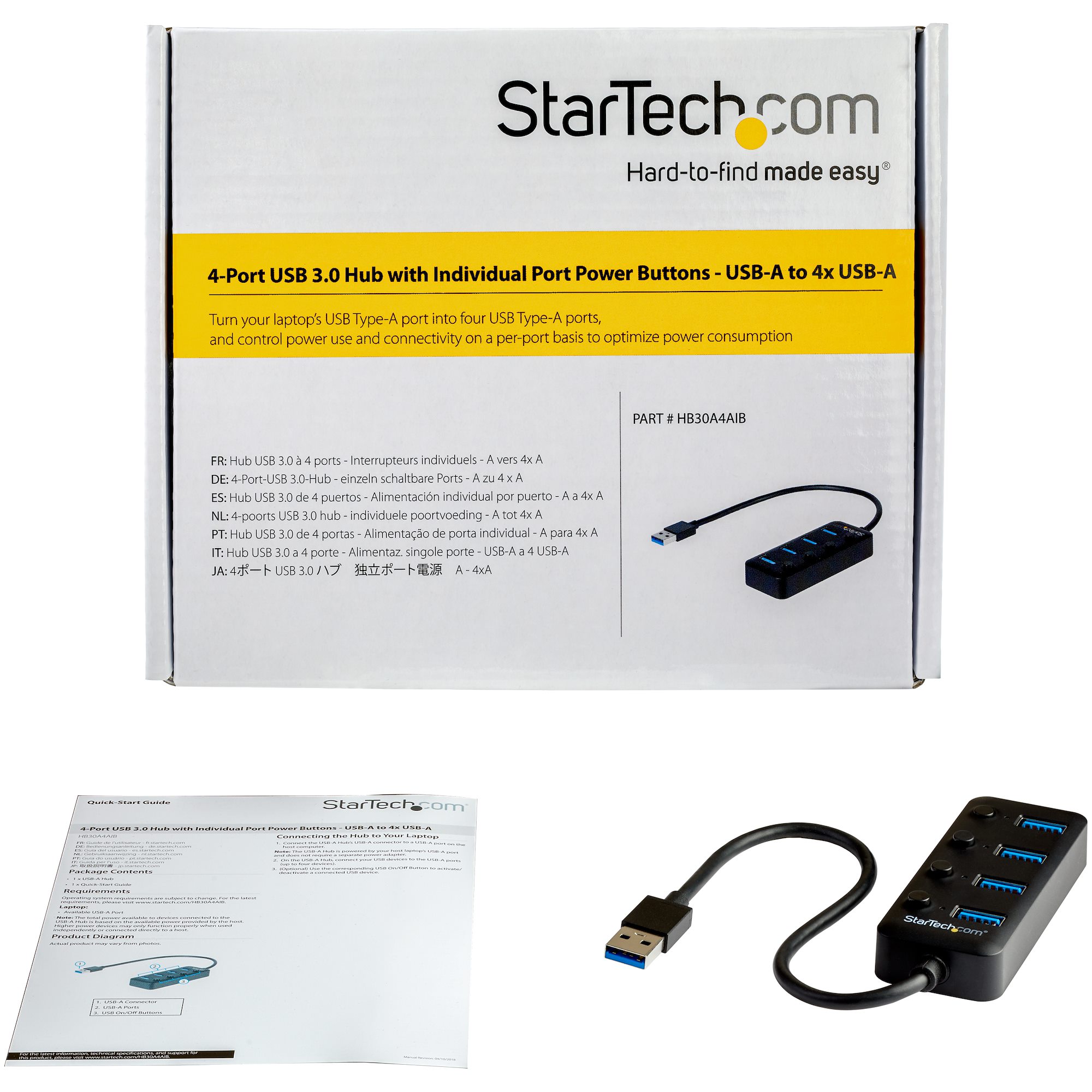 StarTech.com USB 3.0ハブ USB-Aポートを4口搭載 各ポートごとにオン/オフ・スイッチ付き バスパワー対応USBポート  U6zoUa1zWG, スマホ、タブレット、パソコン - urbanoeng.com.br