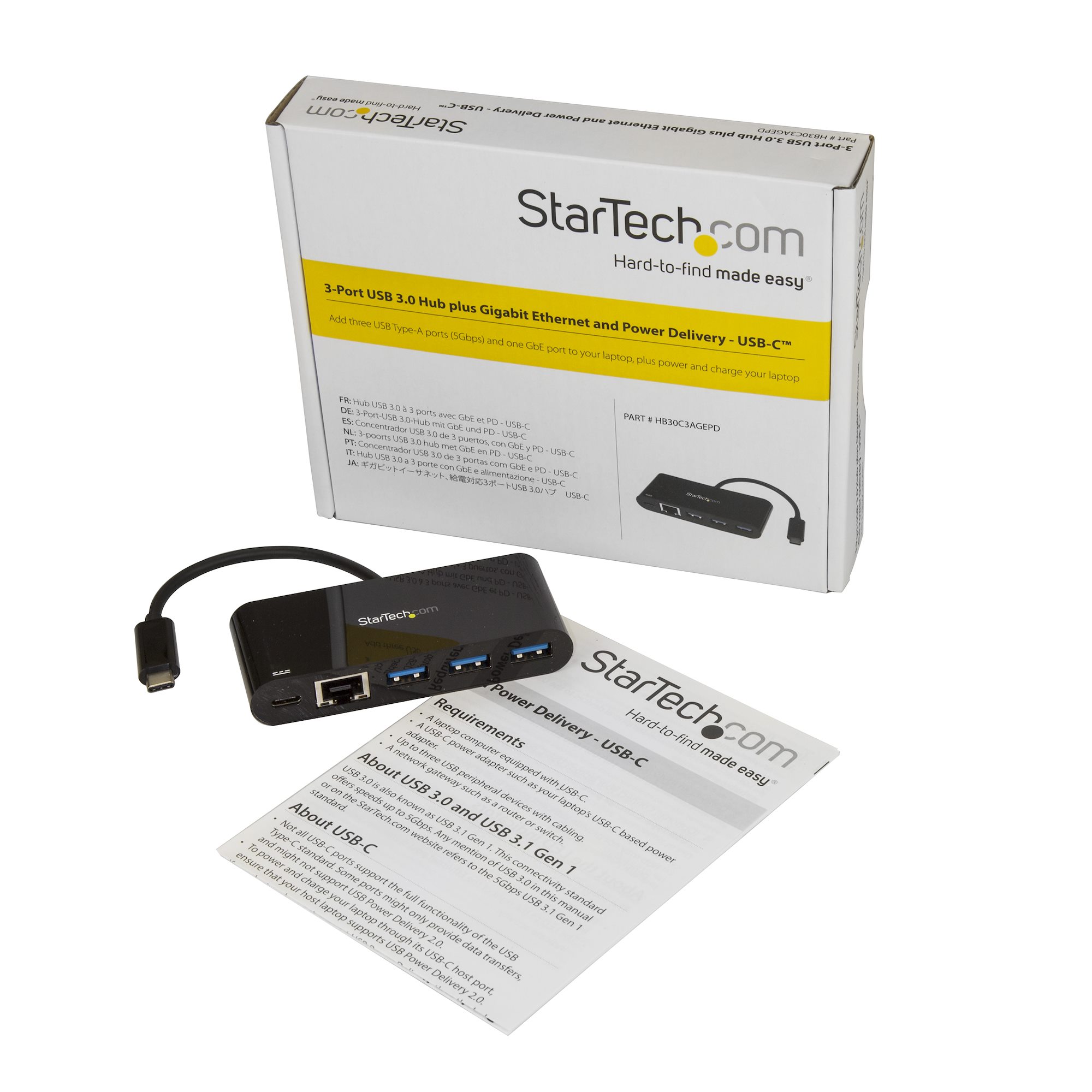 StarTech.com Hub 3 x USB 3.0 avec adaptateur Gigabit Ethernet