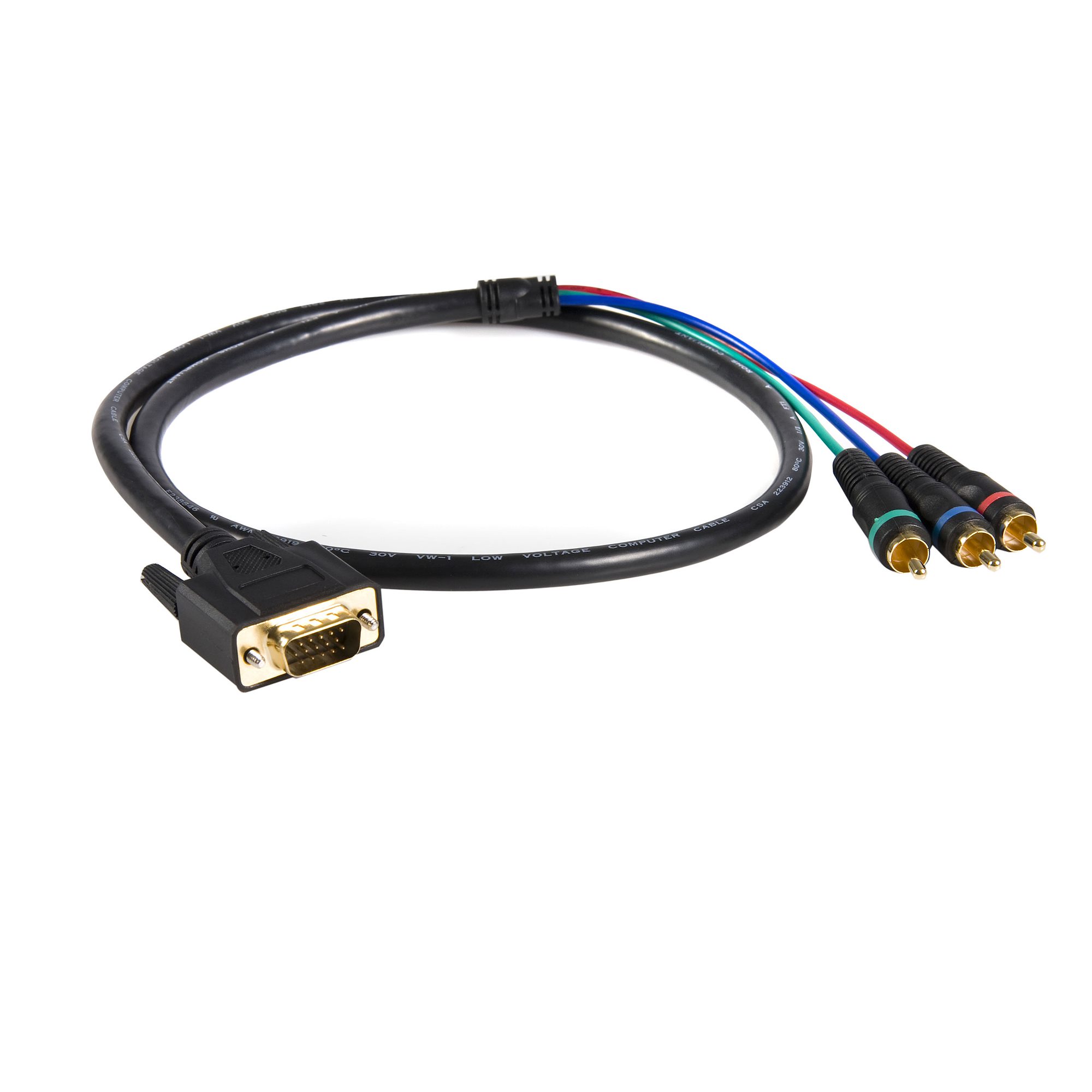Herfair Component Cable VGA to RCA (YPbPr) Component Adapter Cord [NOT AV  Composite] 15Pin VGA to Component Converter Wire for TV, LCD Projector
