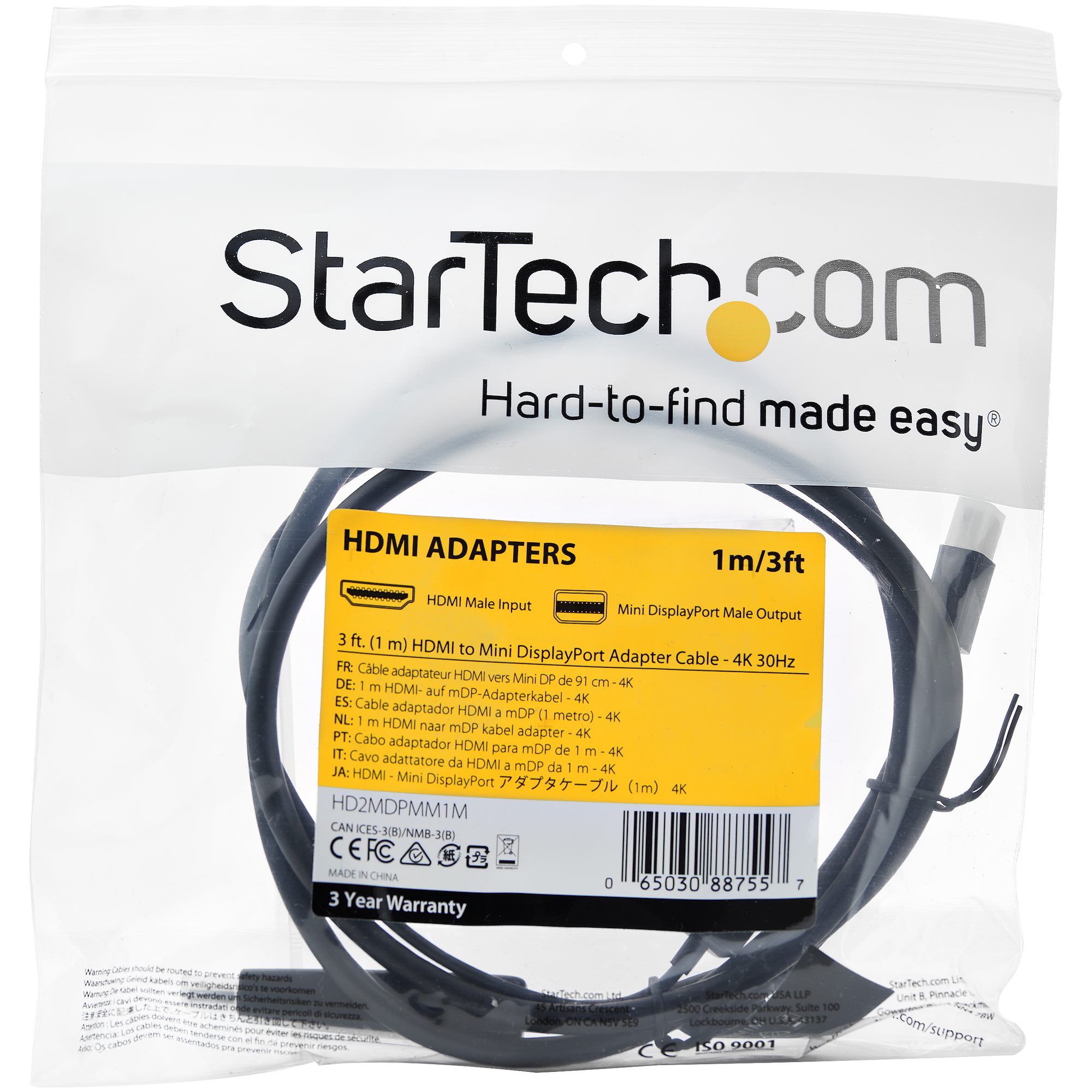 StarTech.com Câble adaptateur Mini DisplayPort vers HDMI de 3 m
