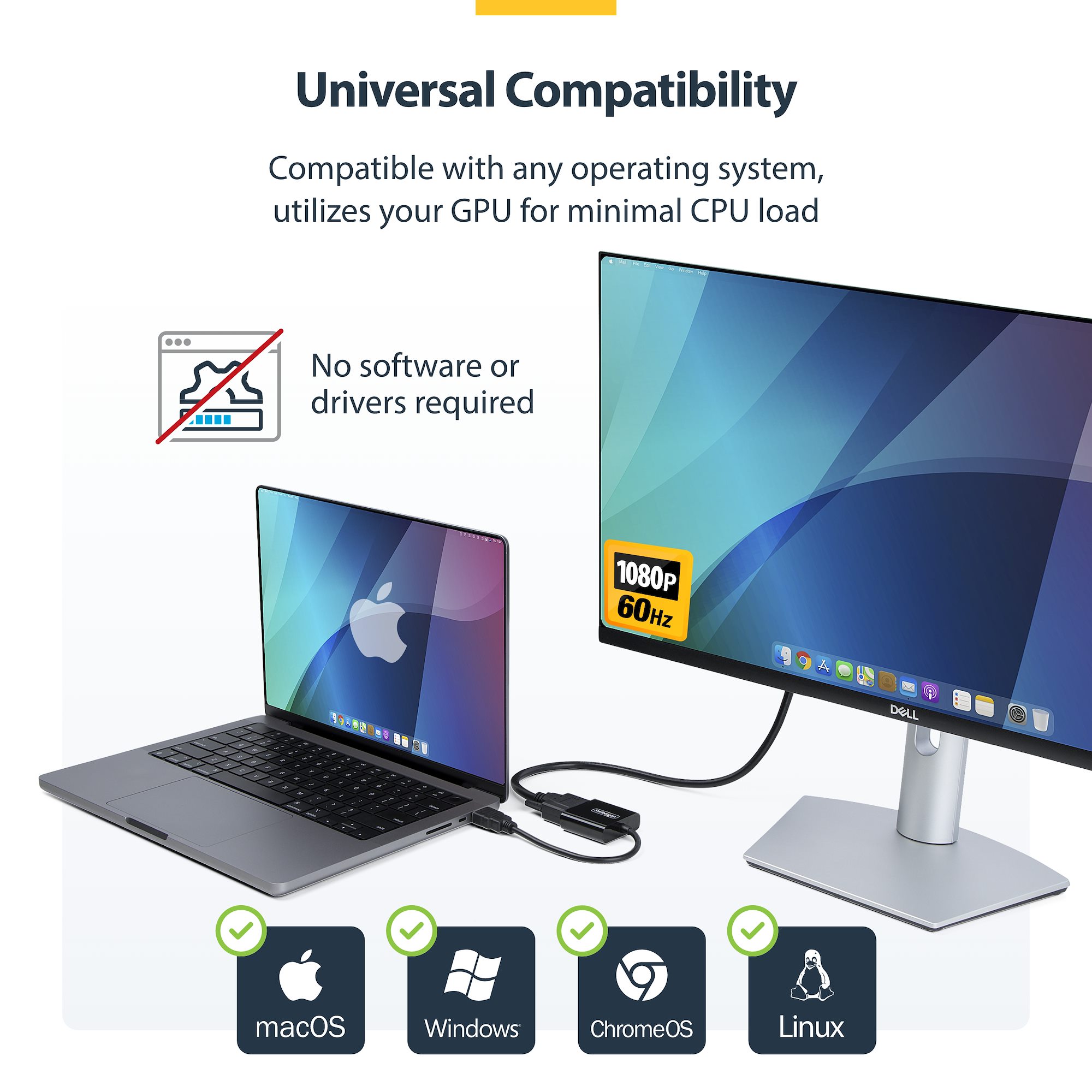 HDMI - VGA変換アダプター／14.7cm／1920x1080（1080p）／アクティブ