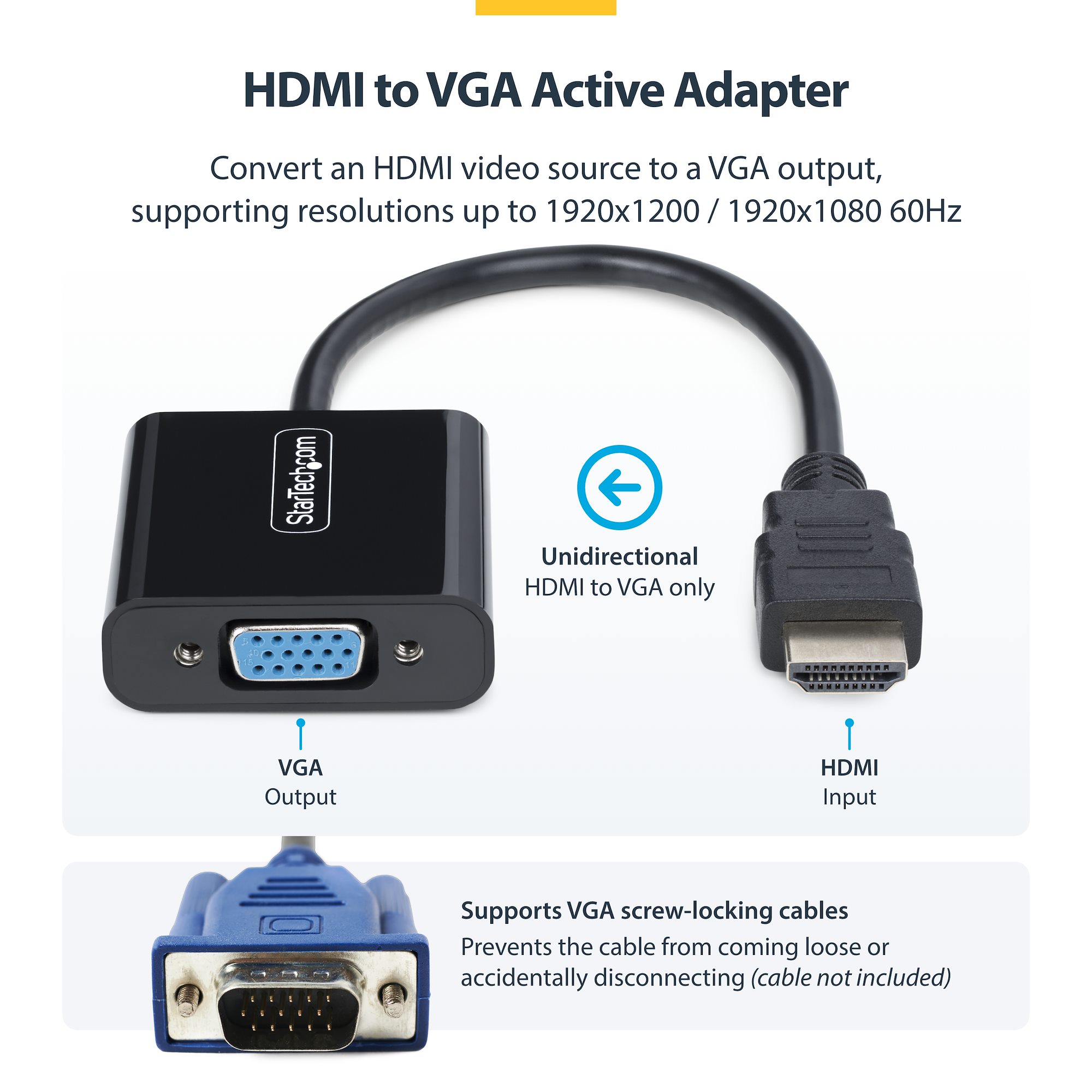 HDMI - VGA変換アダプター／14.7cm／1920x1080（1080p