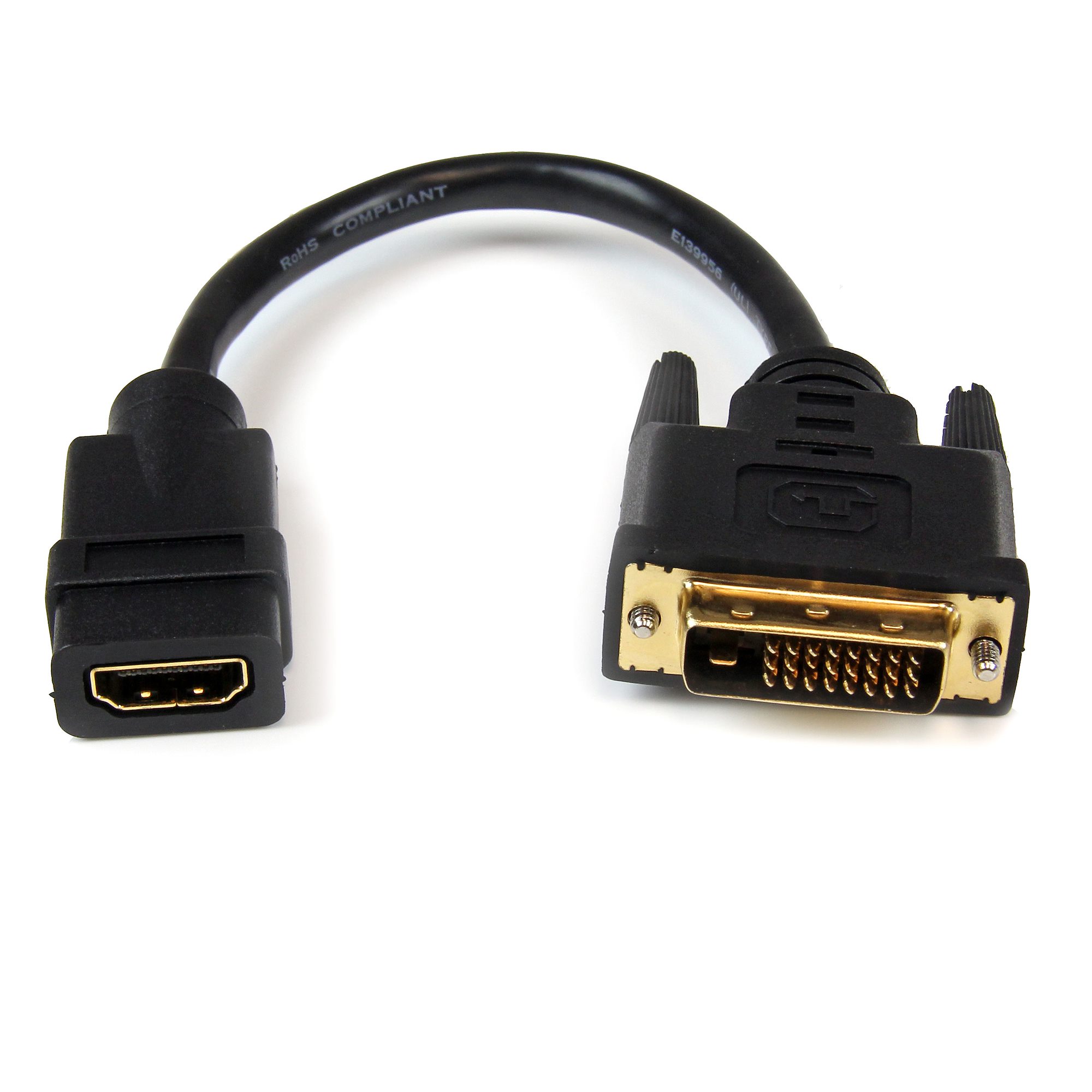 HDMI(メス) DVI-D(オス)変換ケーブルアダプタ 20cm HDMI®ケーブル HDMIアダプタ 日本