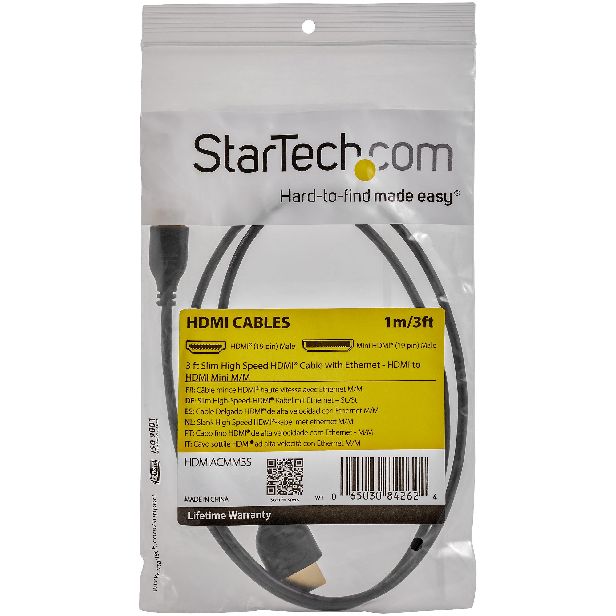 StarTech.com Câble HDMI haute vitesse Ultra HD 4K x 2K de 3m - Cordon HDMI  vers HDMI - Mâle / Mâle - Noir - Plaqués or - câble HDMI - 3 m - HDMM3M