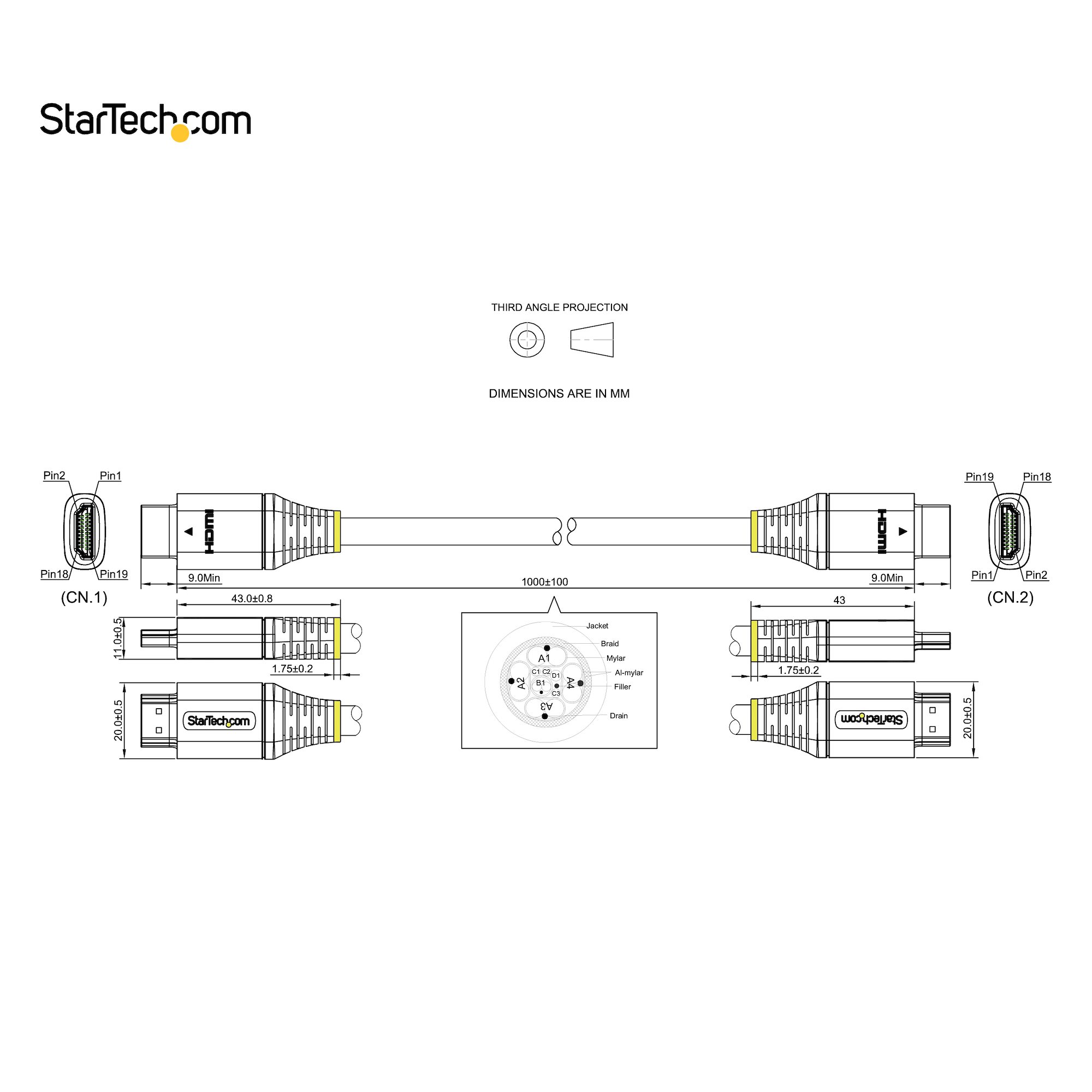 Cable StarTech.com HDMI 2.1 de 1m 48Gbps 8K 60Hz certificado de ultra alta  velocidad - HDMI - LDLC