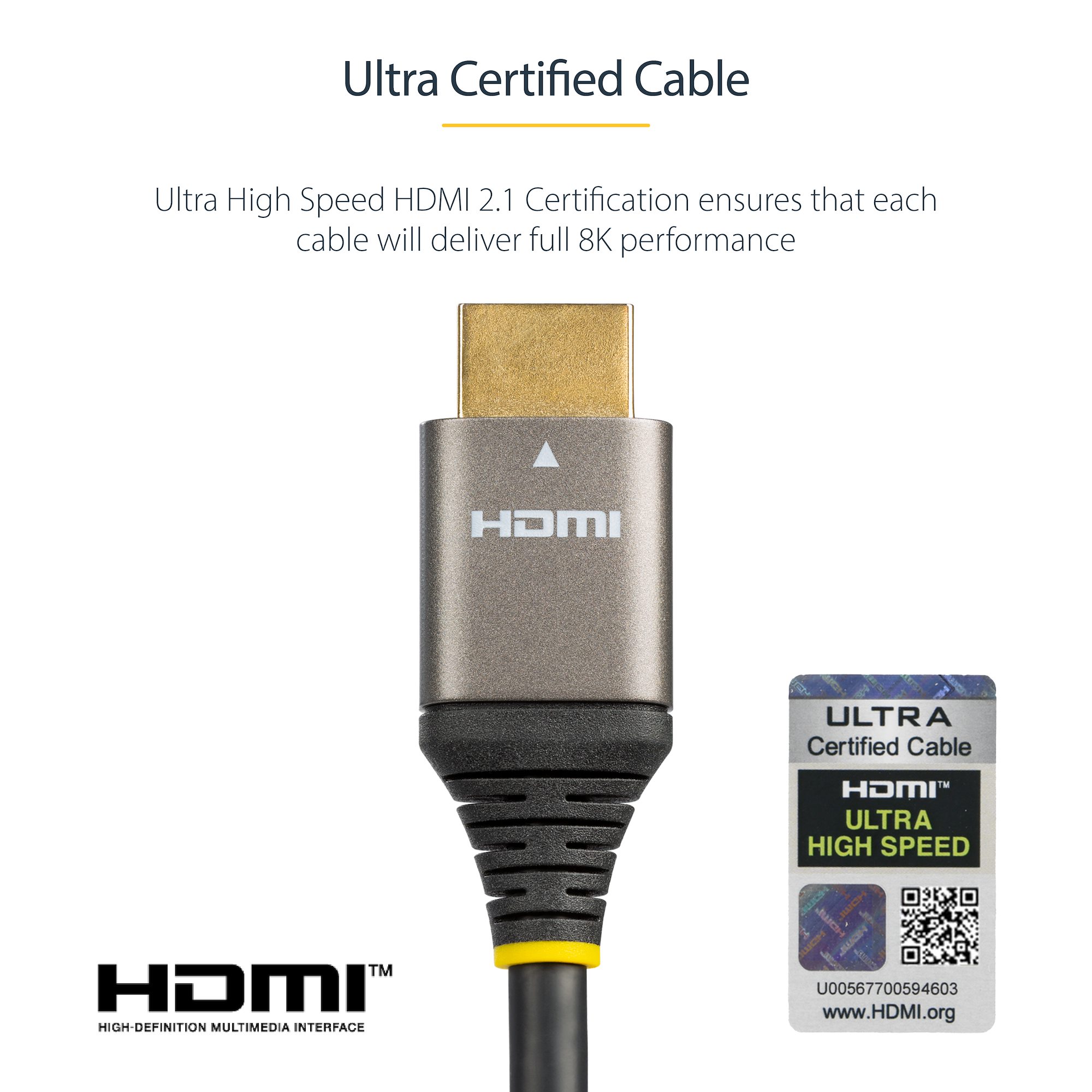 Câble HDMI 2.1 Certifié 8K - 1 M, Ultra High Speed 48G, Compatible 8K@60Hz, 4K@144Hz, Pour PS5, Xbox Series X, PC Gaming, TV/moniteur, Blanc