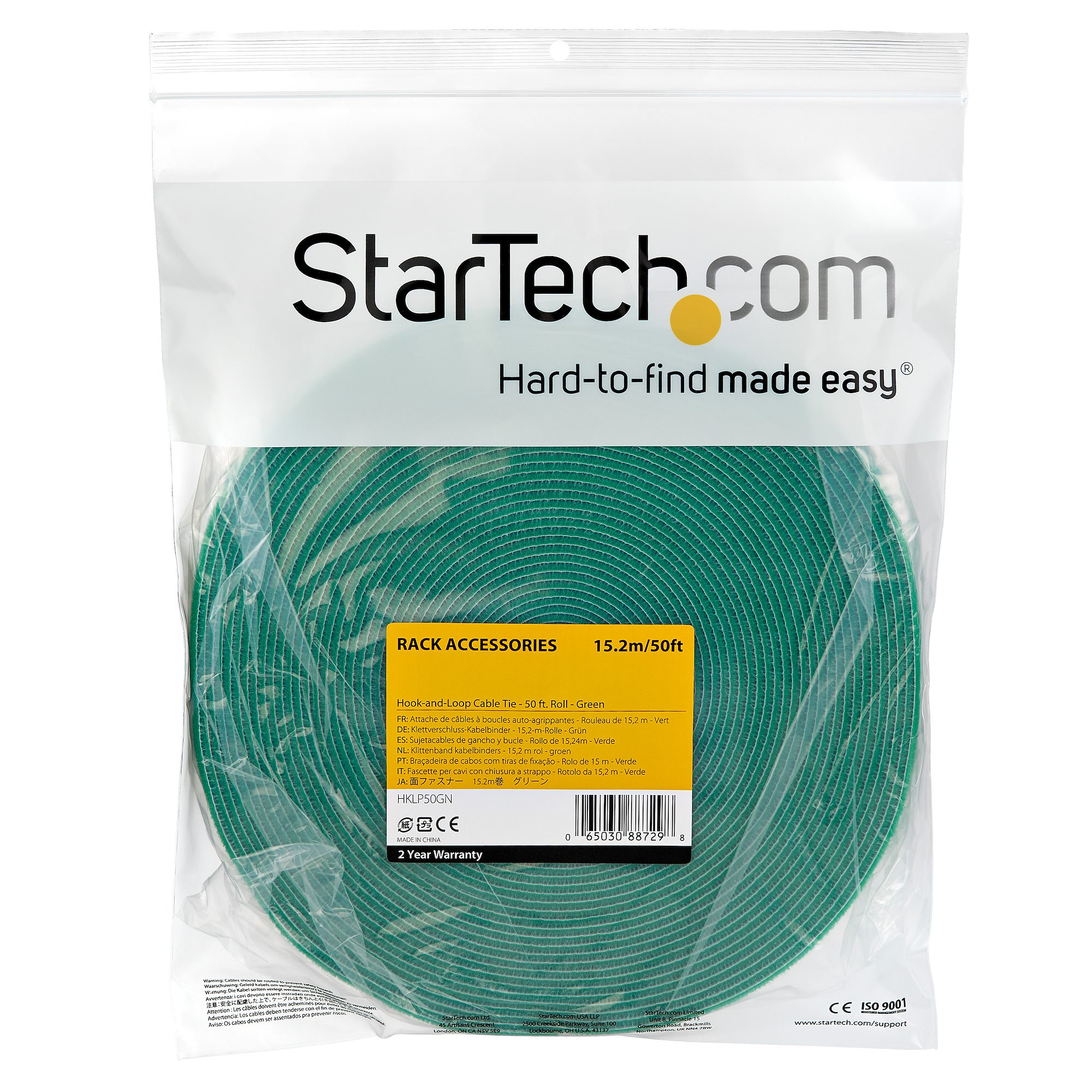 StarTech.com 50ft. Hook and Loop Roll - Cut-to-Size Reusable Cable Ties -  Bulk Industrial Wire Fastener Tape - Adjustable Fabric Wraps - Black  (HKLP50) - cable tie roll