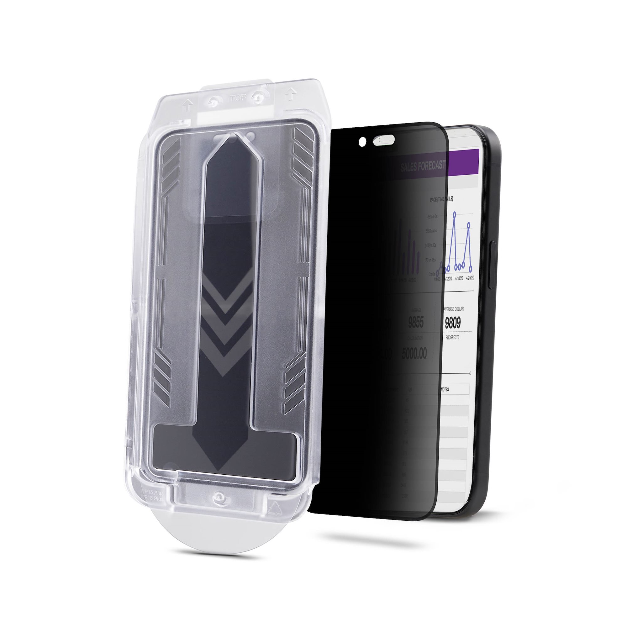 iPhone 16 Plus専用ガラスフィルム／4方向プライバシー／視野角60度