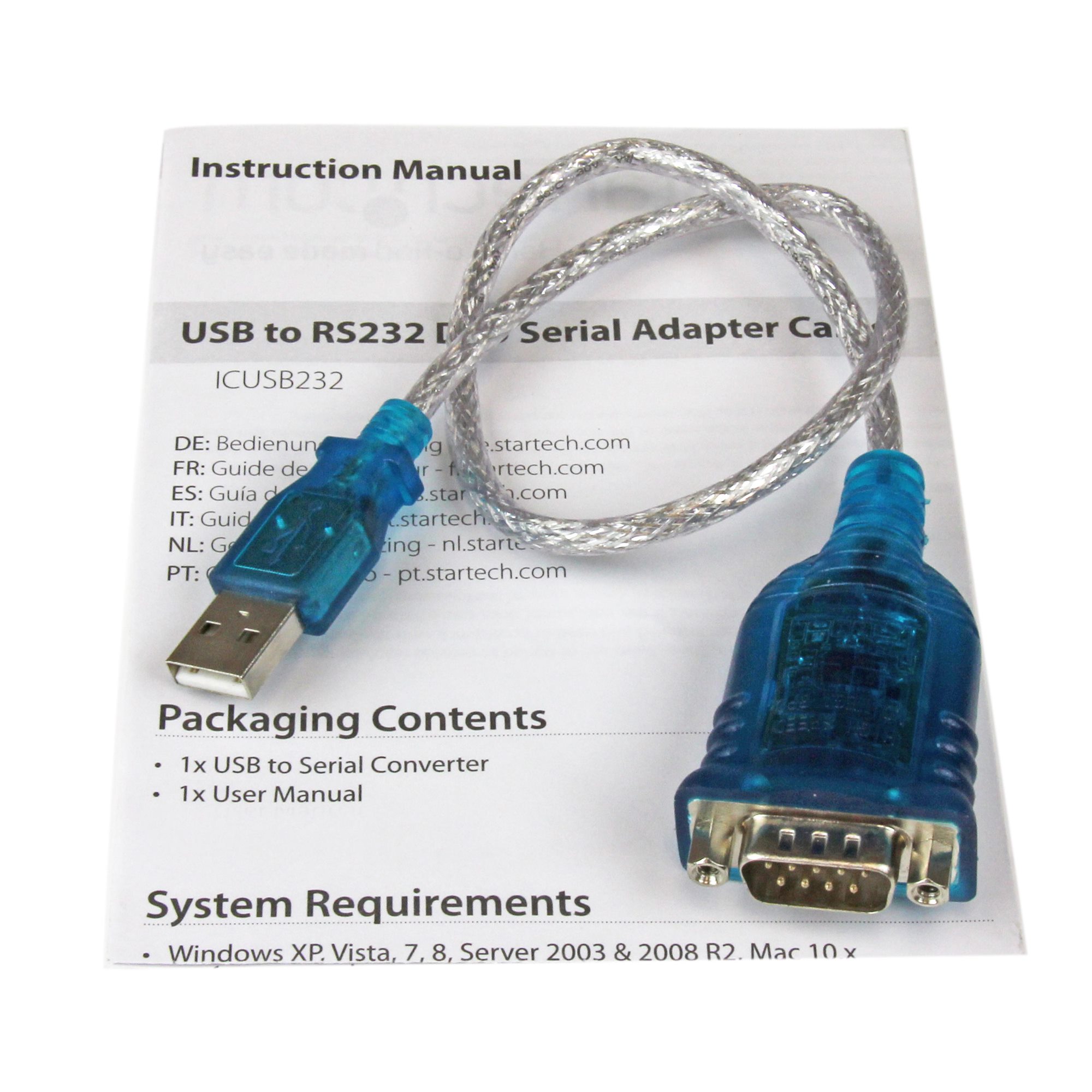 StarTech.com ICUSB2324I Adaptador Industrial USB a 4 Puertos Serie RS232 con retención COM Serial DB9 Montaje en Pared DIN 