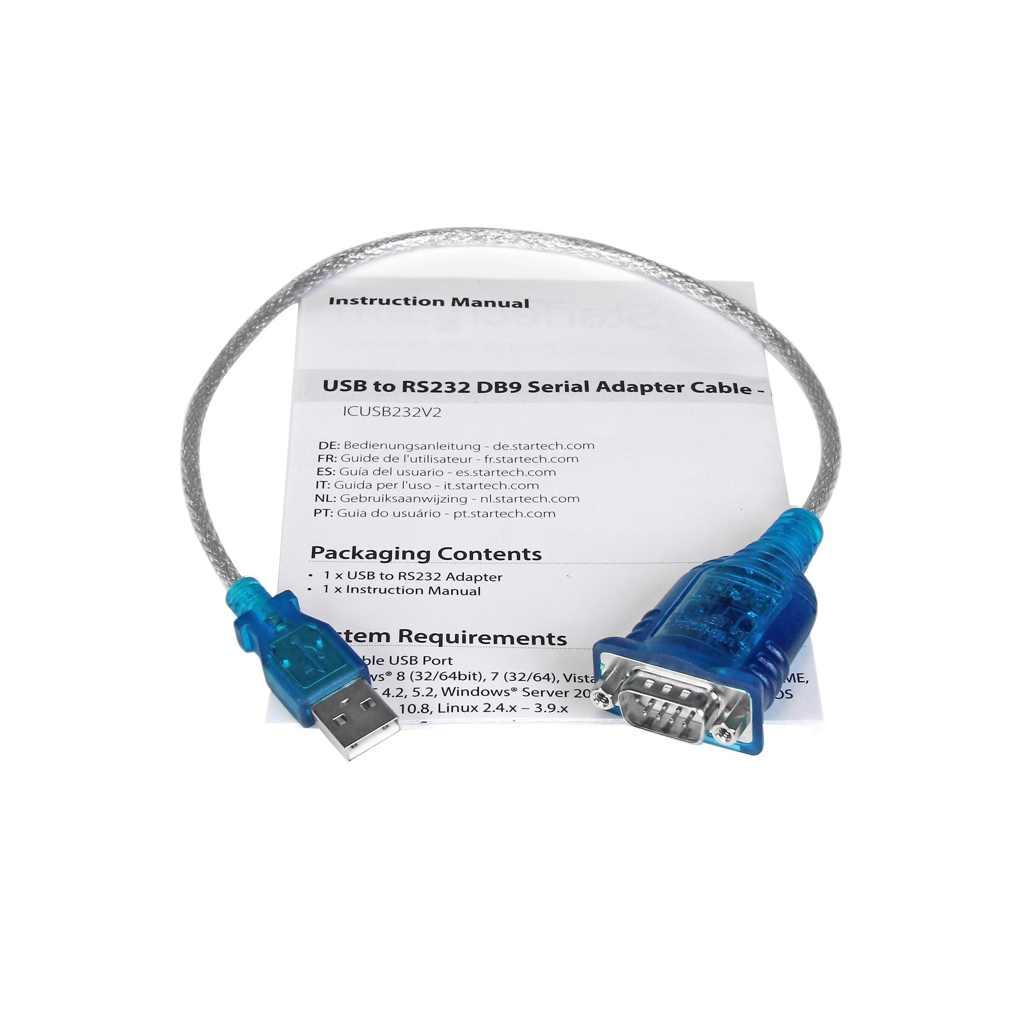 DB9 COM Standard Serial Cable Adapter FTDI Chip For PC H HILABEE USB To RS232 RS-232 