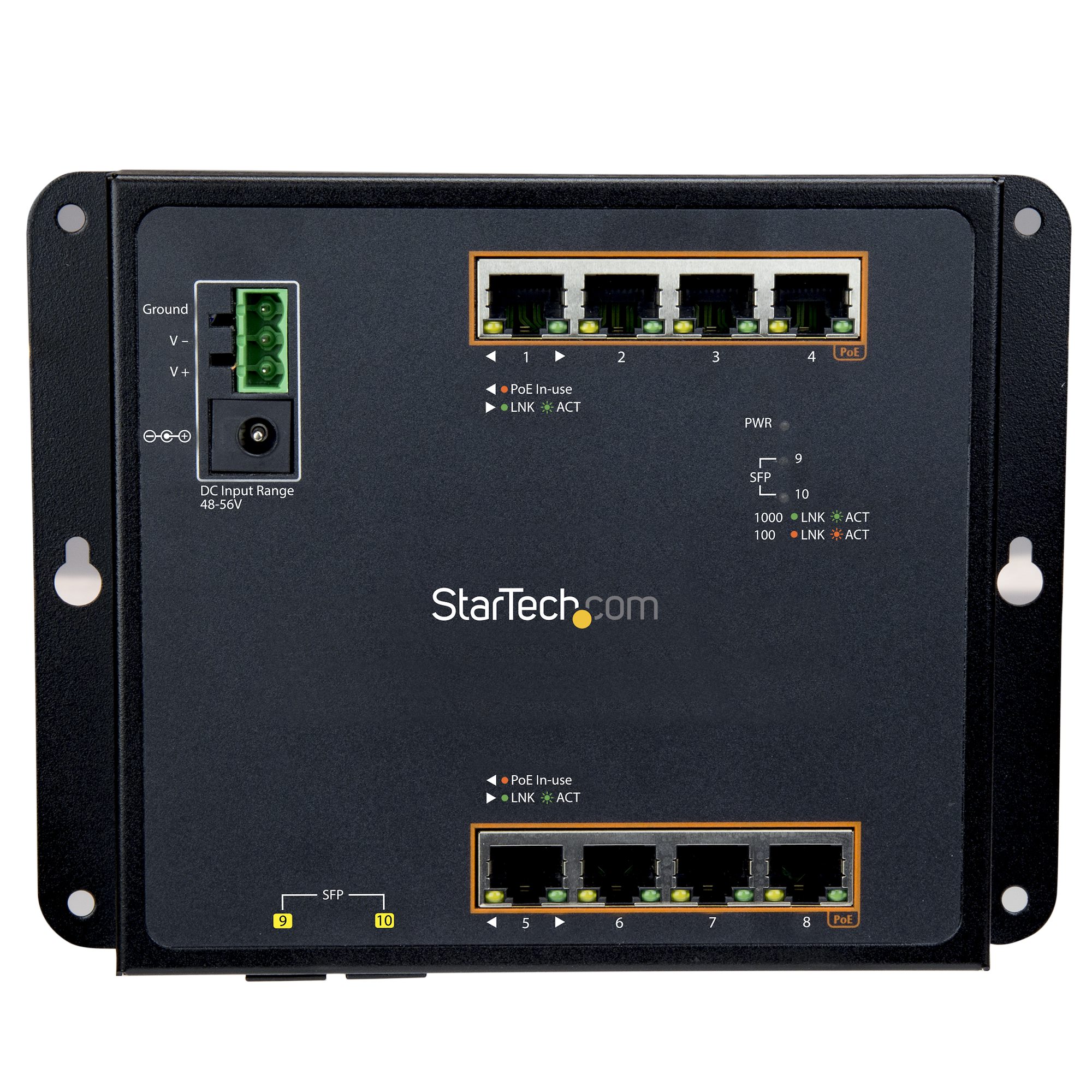 Industrial 8 Port Gigabit PoE+ Switch w/2 SFP MSA Slots - 30W - Layer/L2  Switch Hardened GbE Managed - Rugged High Power Gigabit Ethernet Network 
