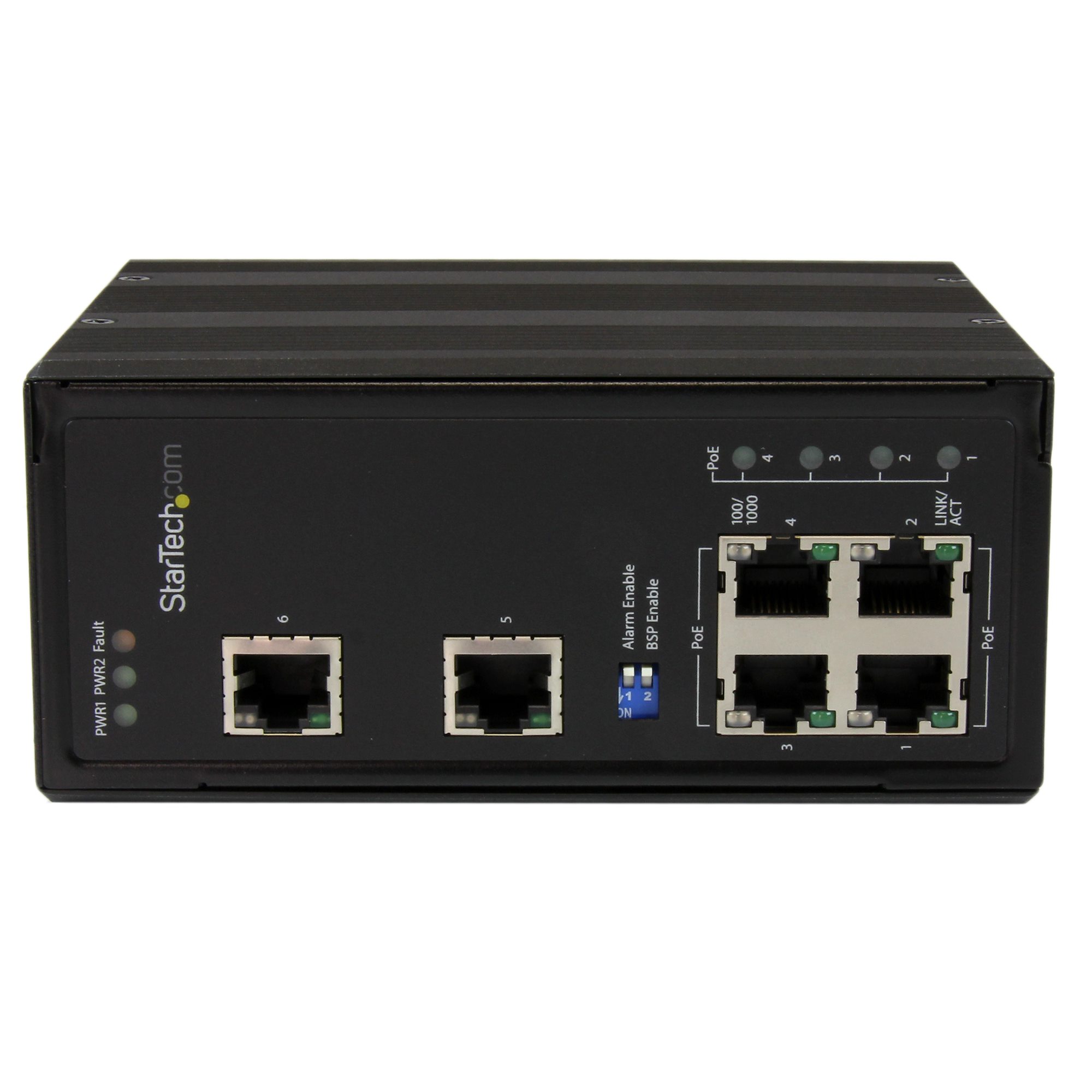 6 Port Unmanaged Industrial Gigabit Ethernet Switch w/ 4 PoE+ Ports and  Voltage Regulation - DIN Rail / Wall-Mountable