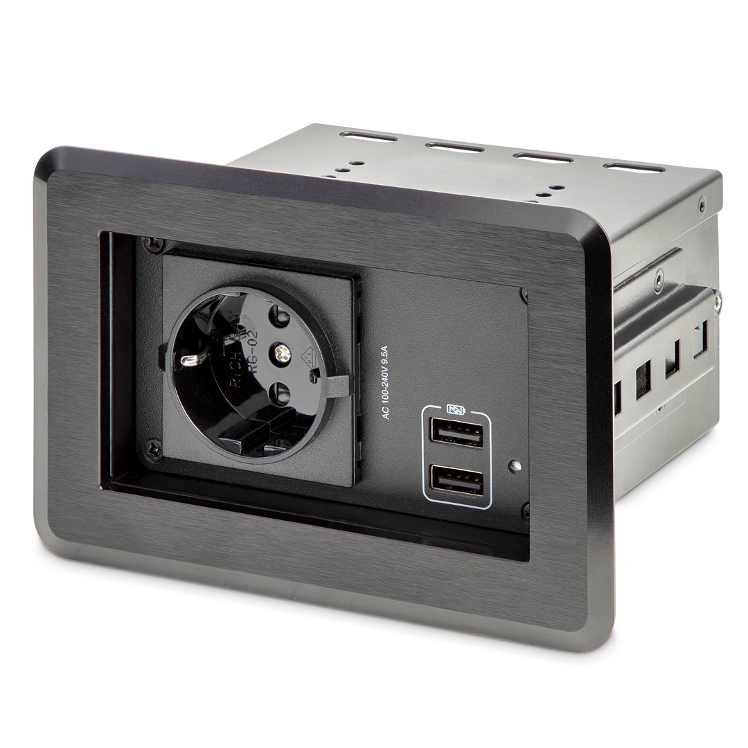 Tischsteckdose - 2x USB und 1x Schuko - Bundles (Housing + Modules), Audio-Video Products