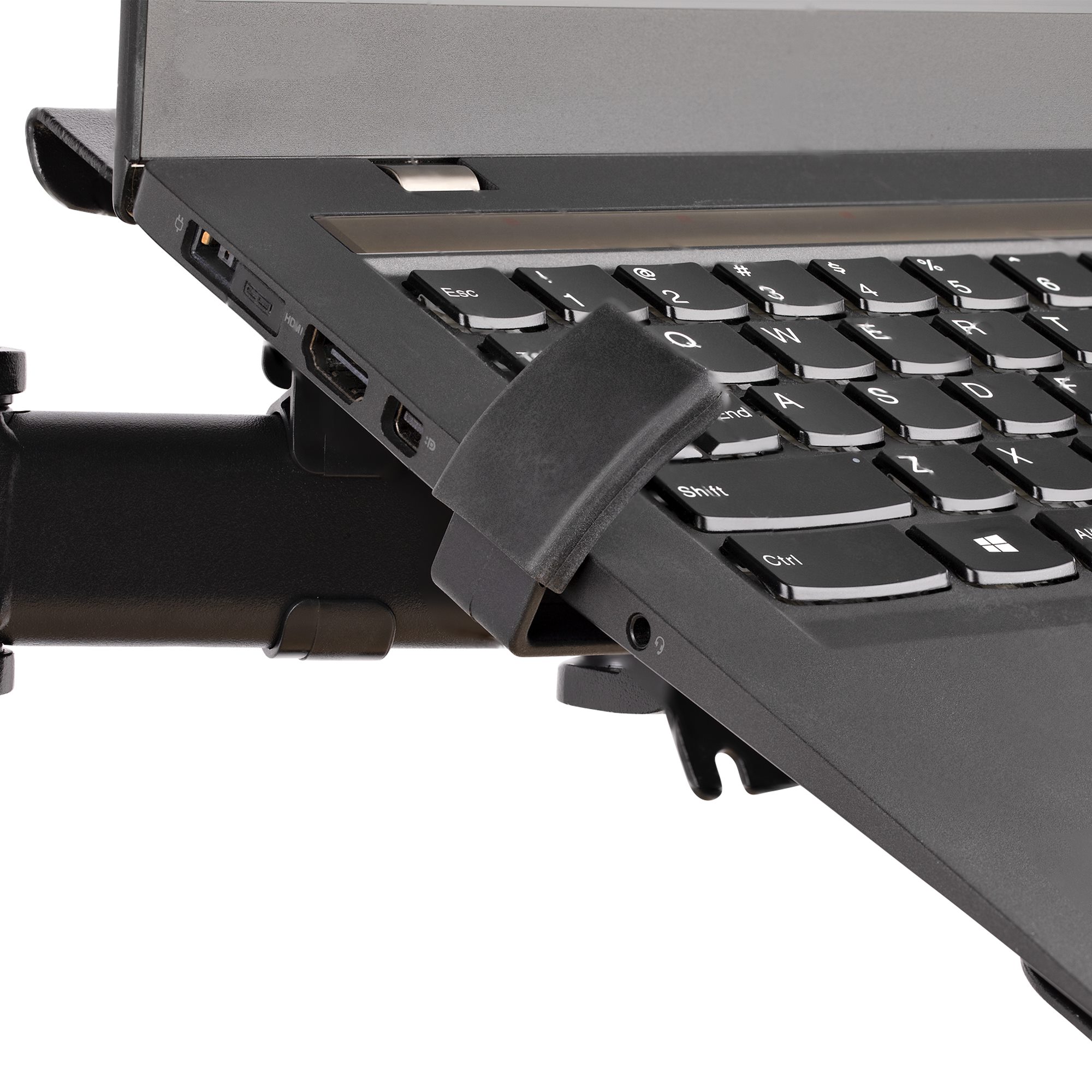 Monitor Arm with VESA Laptop Tray, For a Laptop (4.5kg/9.9lb) and a Single  Display up to 32 (17.6lb/8kg), Black, Vented Tray, Adjustable Laptop Arm