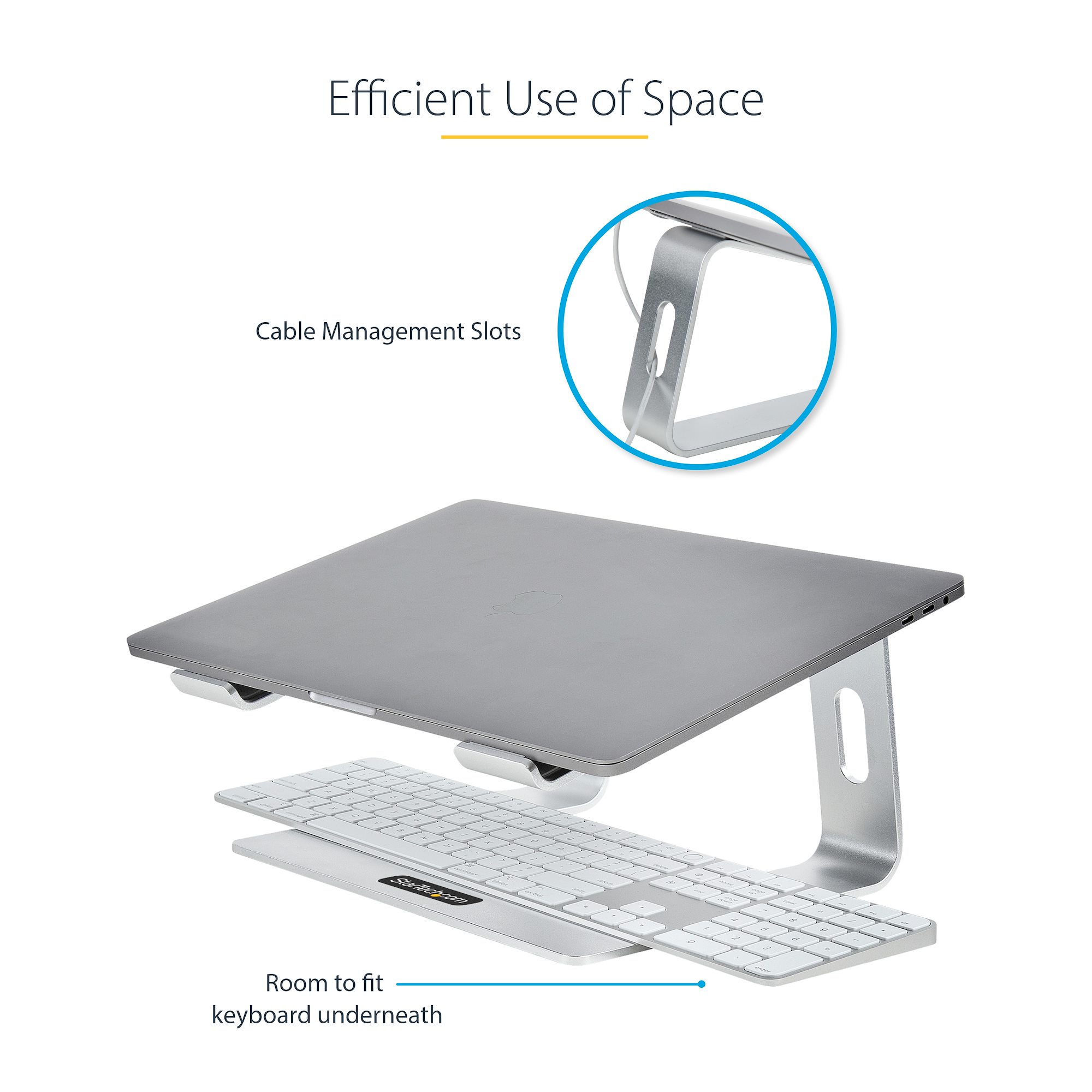 Supporto per PC Portatile da Scrivania in Alluminio/Argento supporta fino a  5 kg, Rialzo Ergonomico per Laptop, Supporto Portatile per Notebook