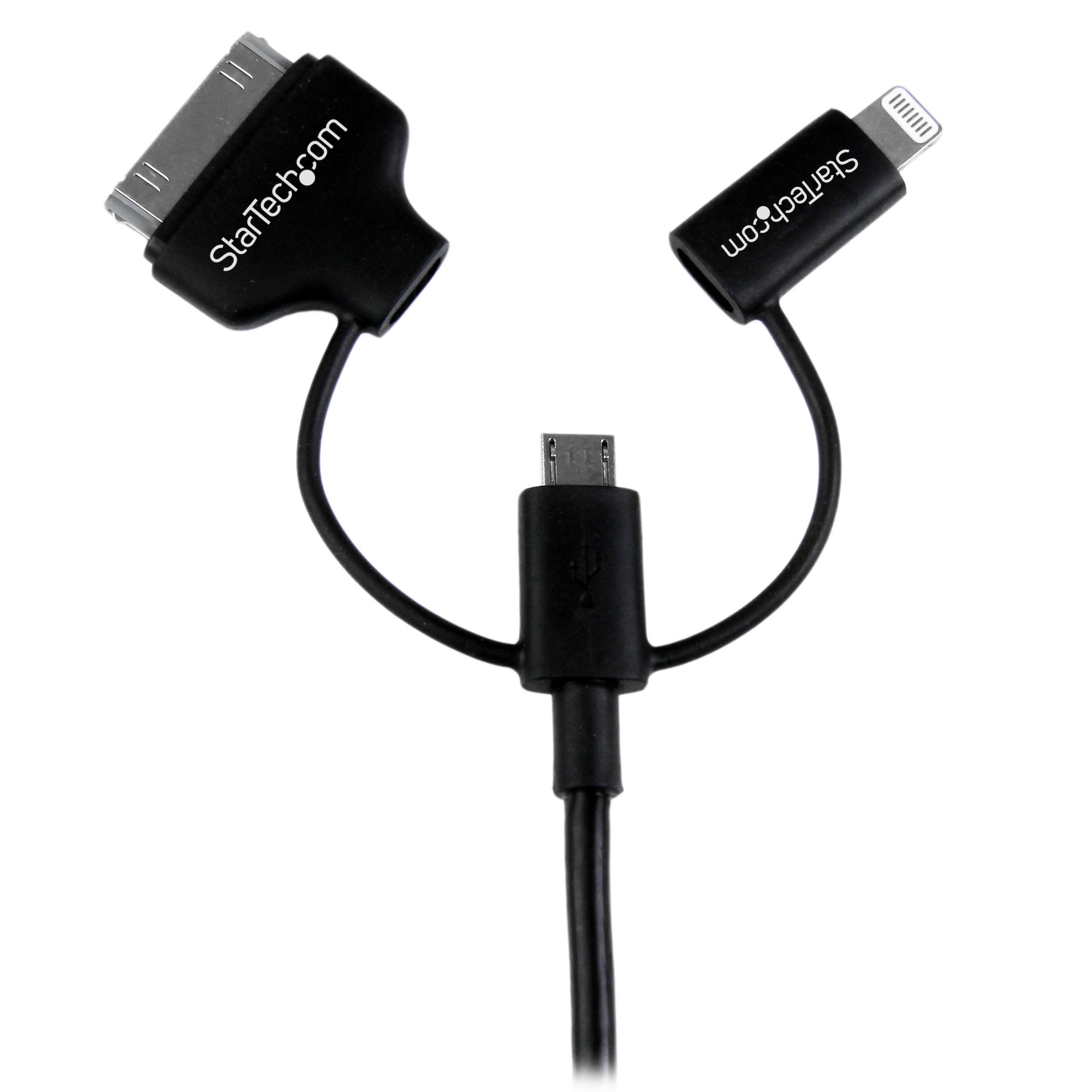 StarTech.com Câble multi chargeur USB de 1 m - Lightning USB-C Micro-B -  Tressé - Câble - StarTech