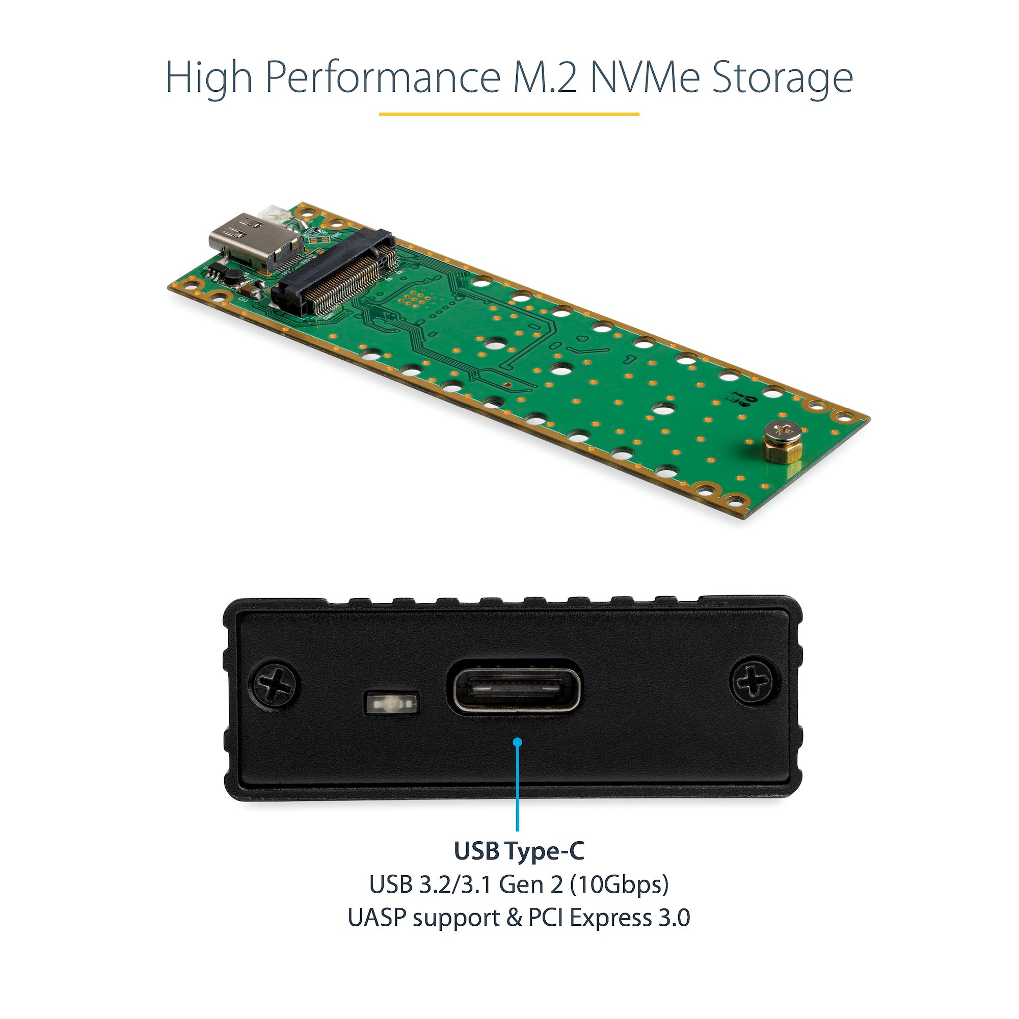 Boîtier USB-C 10Gbps vers M.2 NVMe SSD - Boîtier Disque Dur M.2 NGFF PCIe  en Aluminium - 1 GB/s Read/Write - Taille 2230, 2242, 2260, 2280 