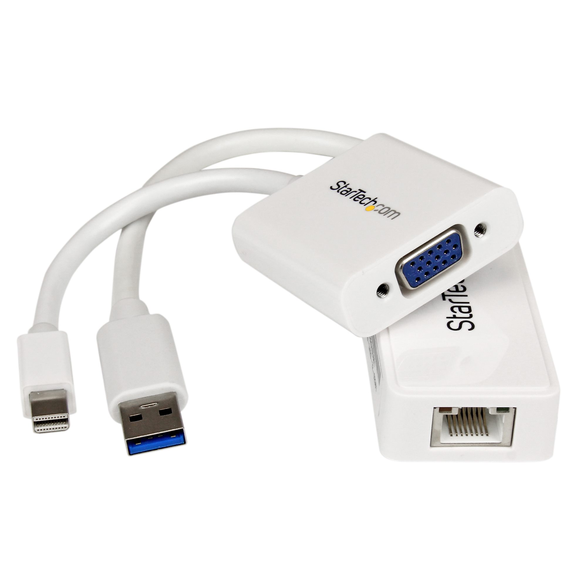Kit adaptateur VGA et Gigabit Ethernet pour MacBook Pro - Mini DisplayPort  vers VGA - USB 3.0 vers GbE - Blanc