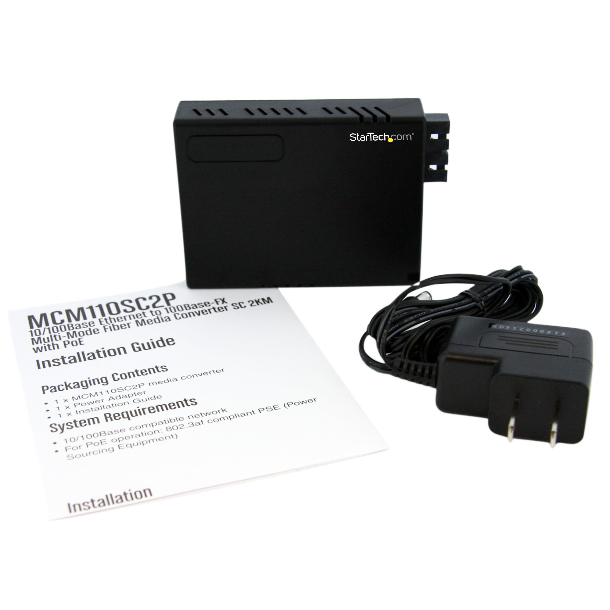 10/100 Multi Mode Fiber to Ethernet Media Converter SC 2km with PoE