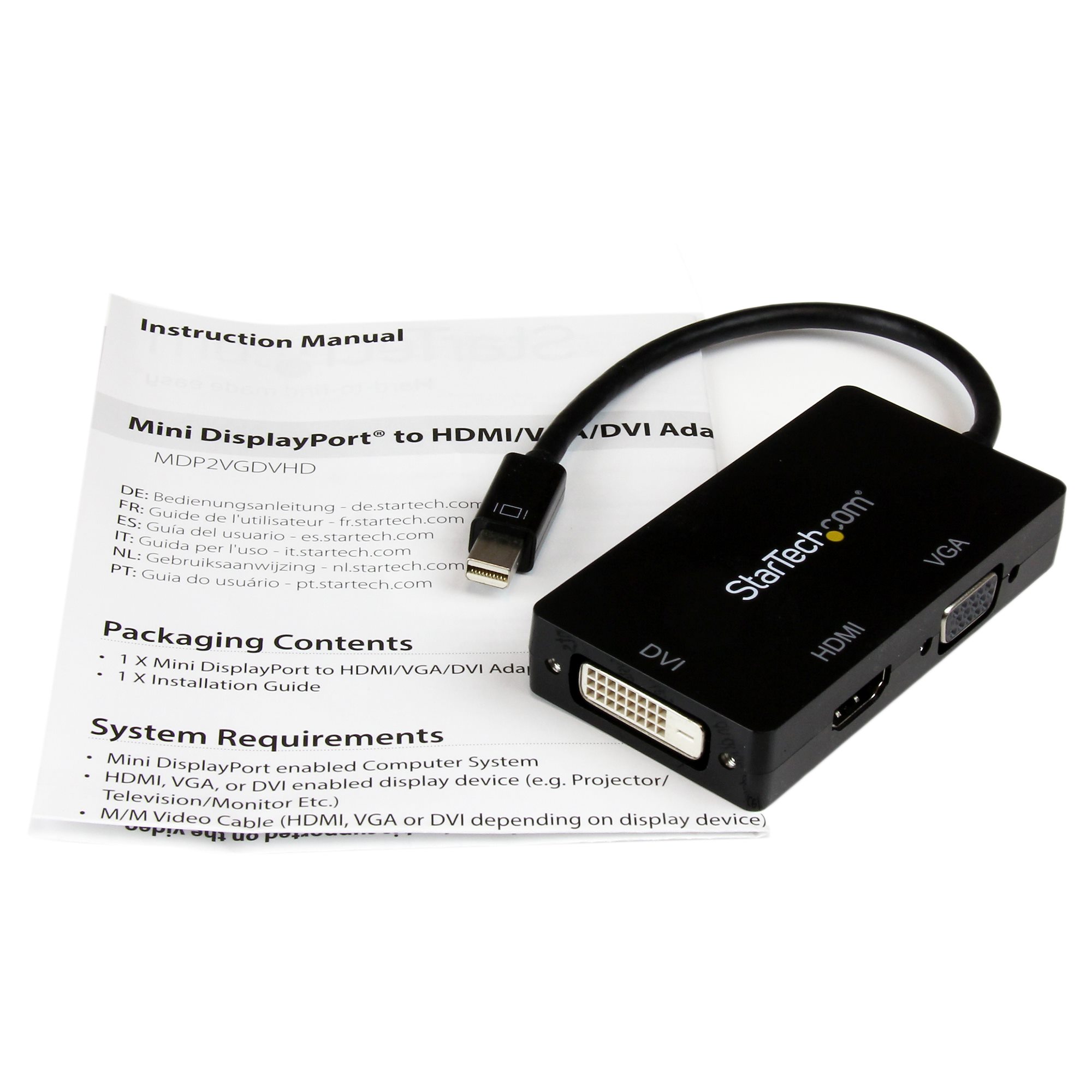 Negro StarTech MDP2VGDVHD Adaptador DVI/Mini DisplayPort 