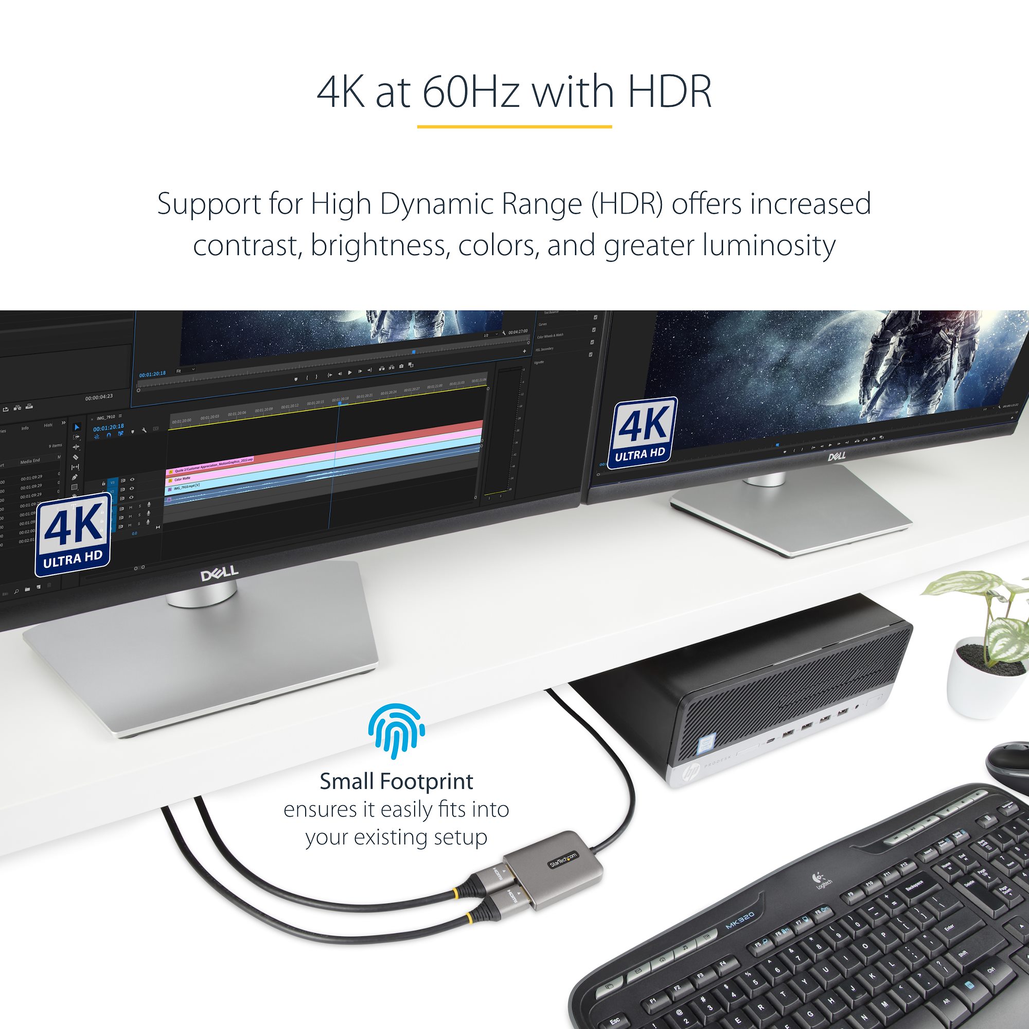 DP to Dual HDMI MST HUB, 4K 60Hz, DP 1.4 - DisplayPort & Mini