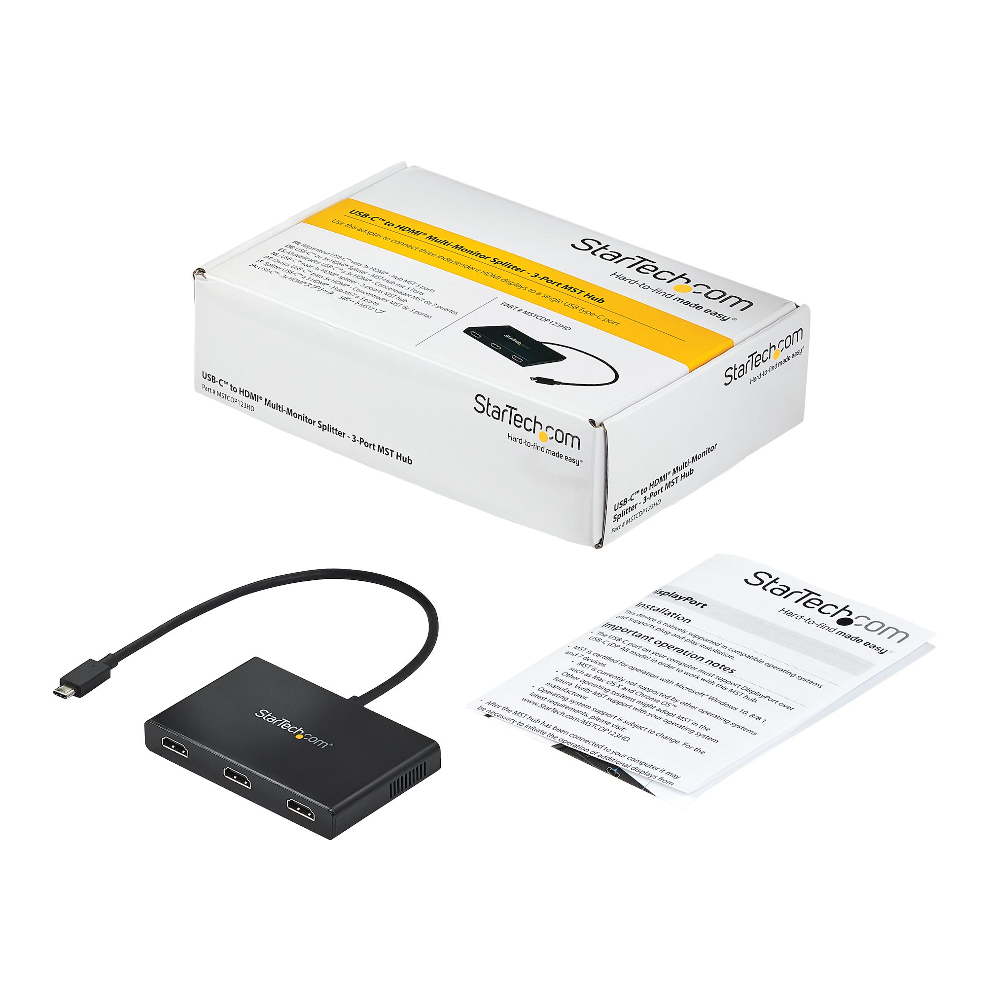 StarTech USB-C to HDMI Multi Monitor Splitter Thunderbolt 3 Compatible  2-Port MST Hub 3840 A - Hunt Office Ireland