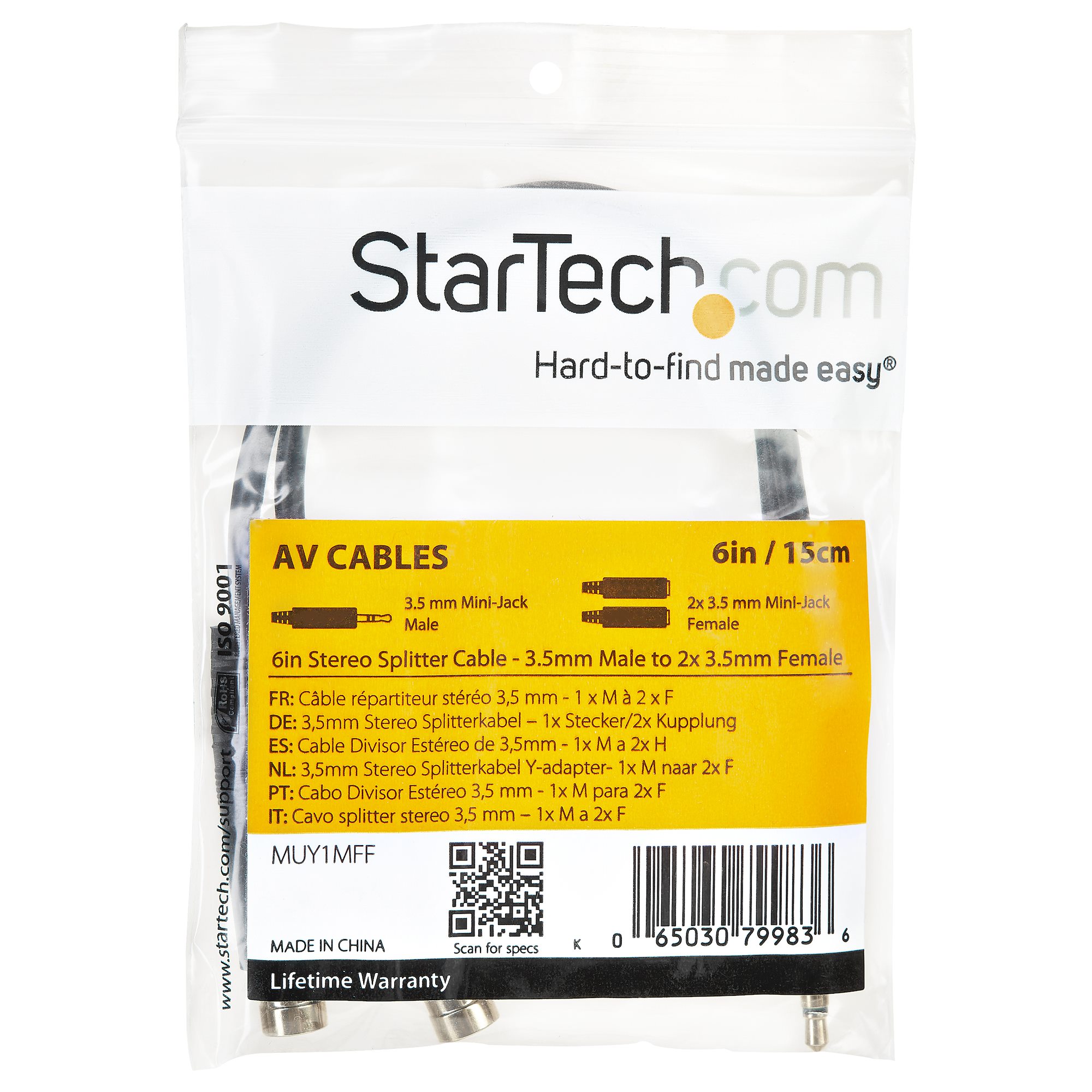 StarTech.com Adaptador Divisor de Auriculares 2x Mini-Jack 3,5mm 3