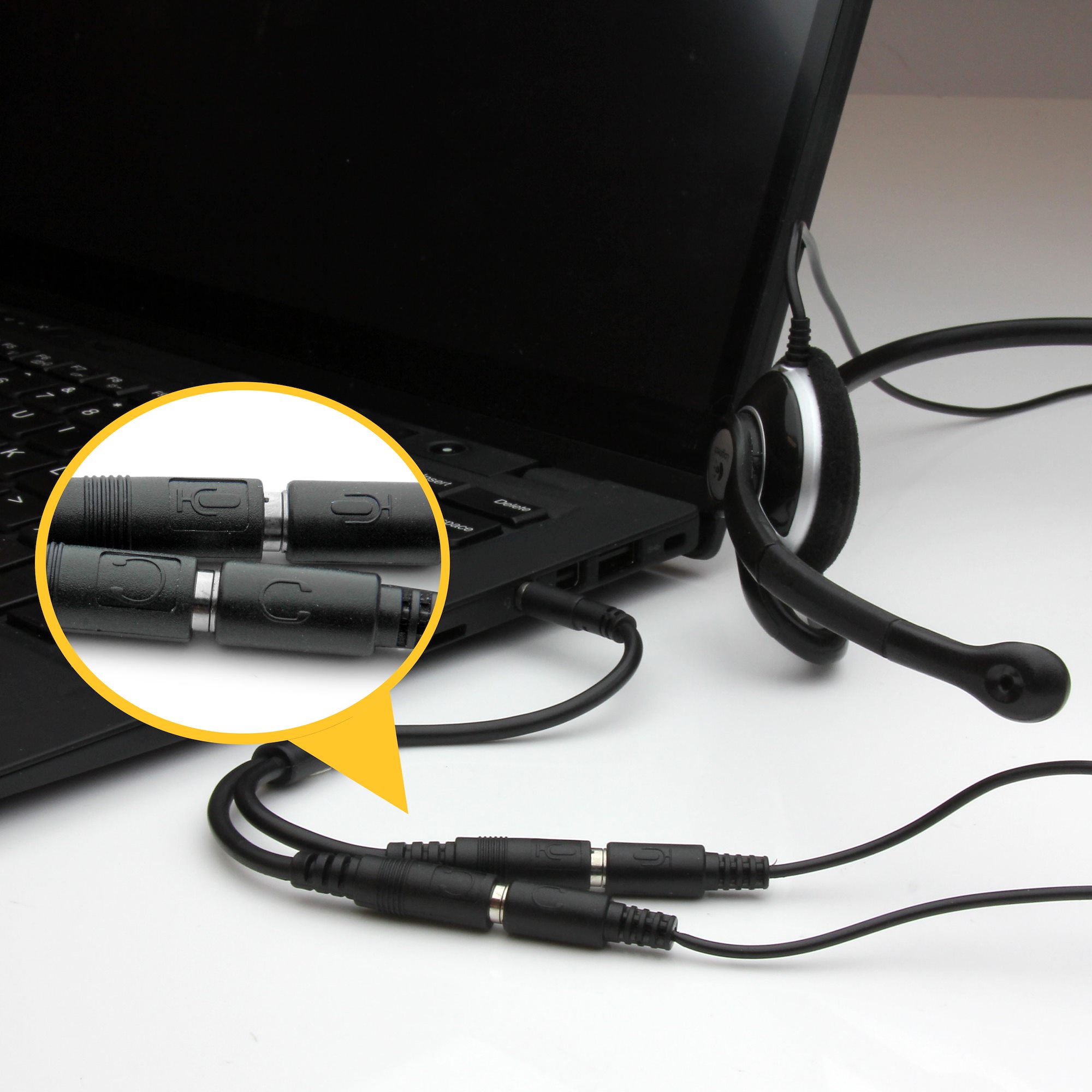 Adaptador de auriculares con micrófono con conector de 3,5 mm de 4