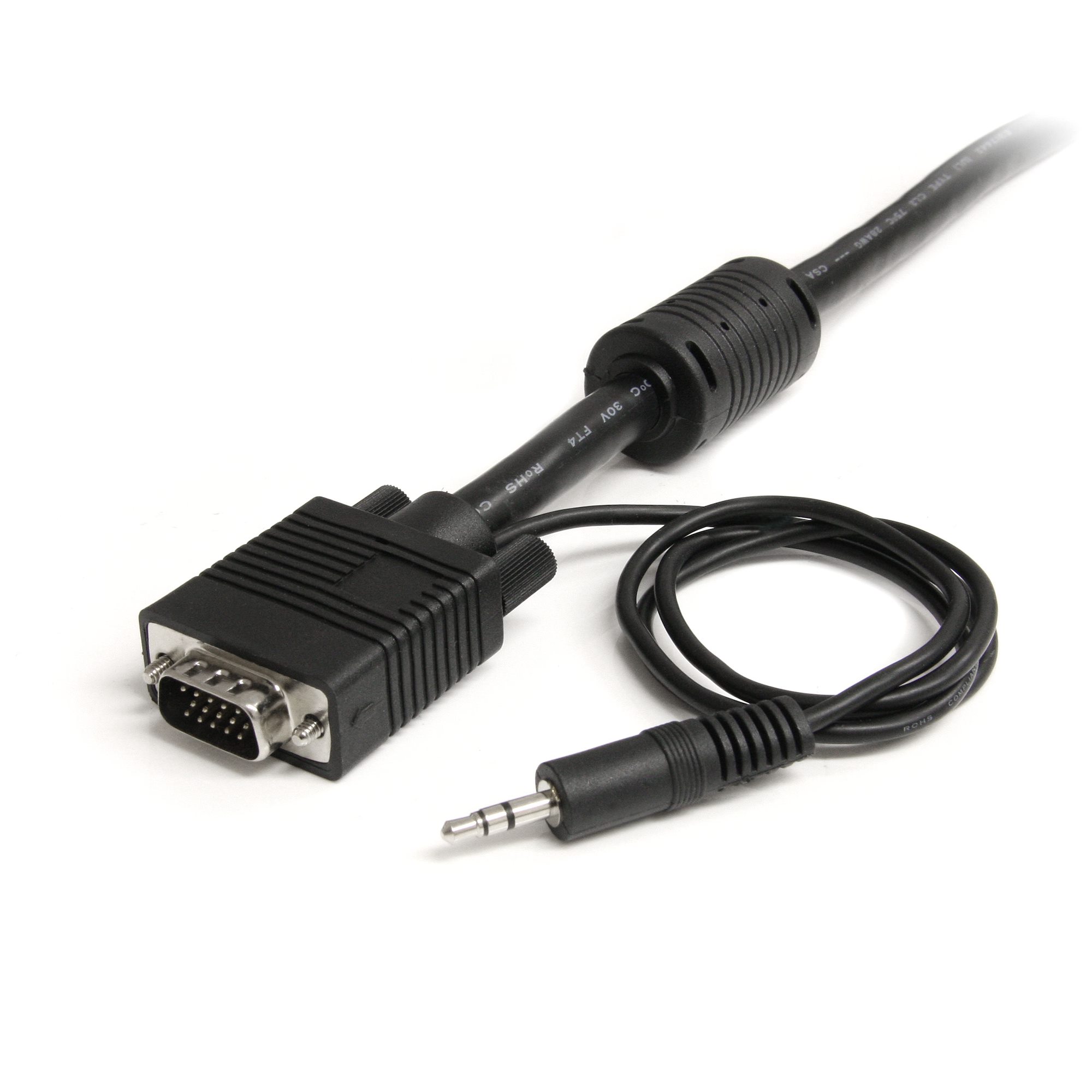 25ft 30ft VGA & AUDIO LEAD HD15 PLUG TO PLUG WITH 3.5MM STEREO LCD Monitor Cable 