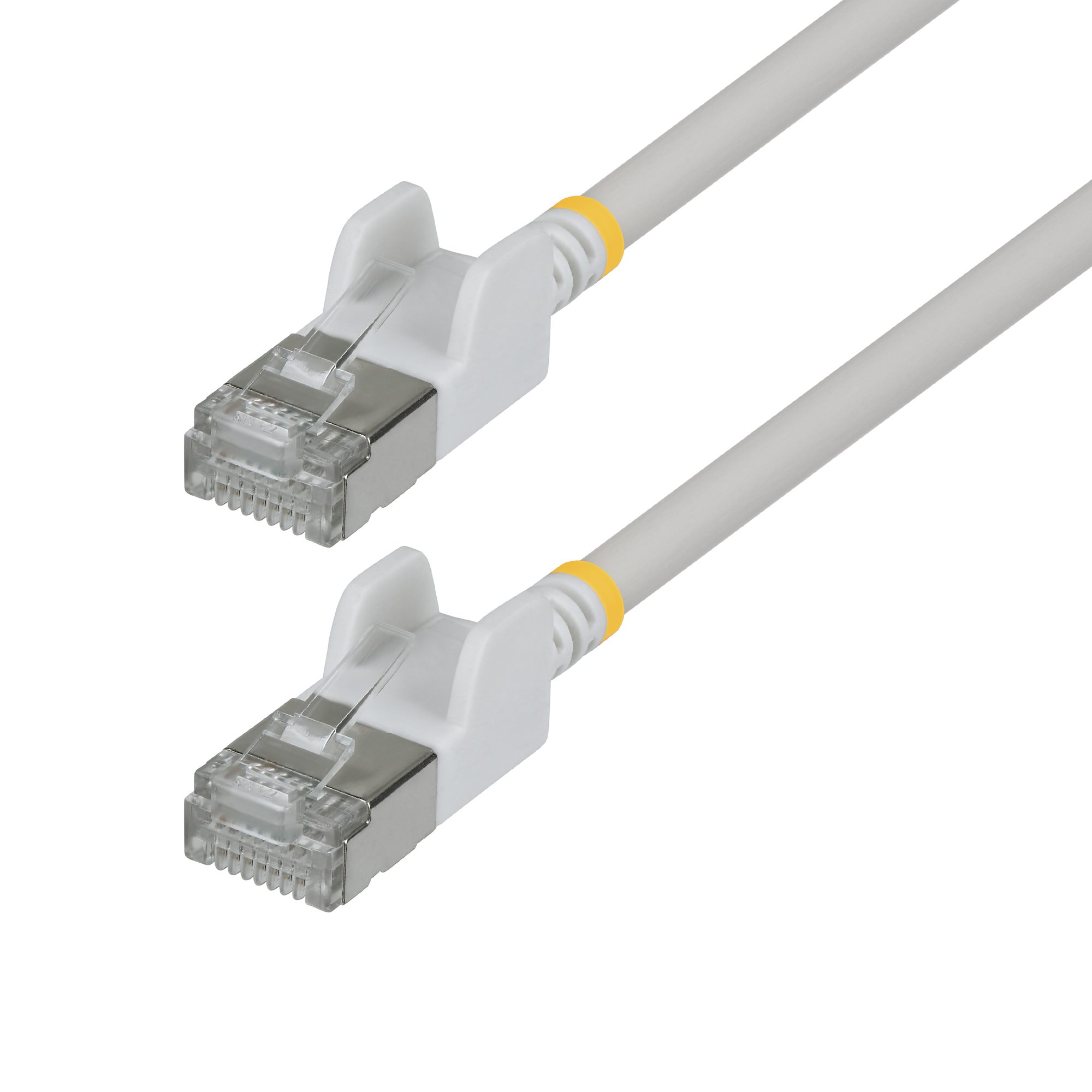 イーサネットケーブル(50センチ) 超極細、50cm、ツメ折れ防止、FTP、ホワイト。高密度配線で10GbE接続に