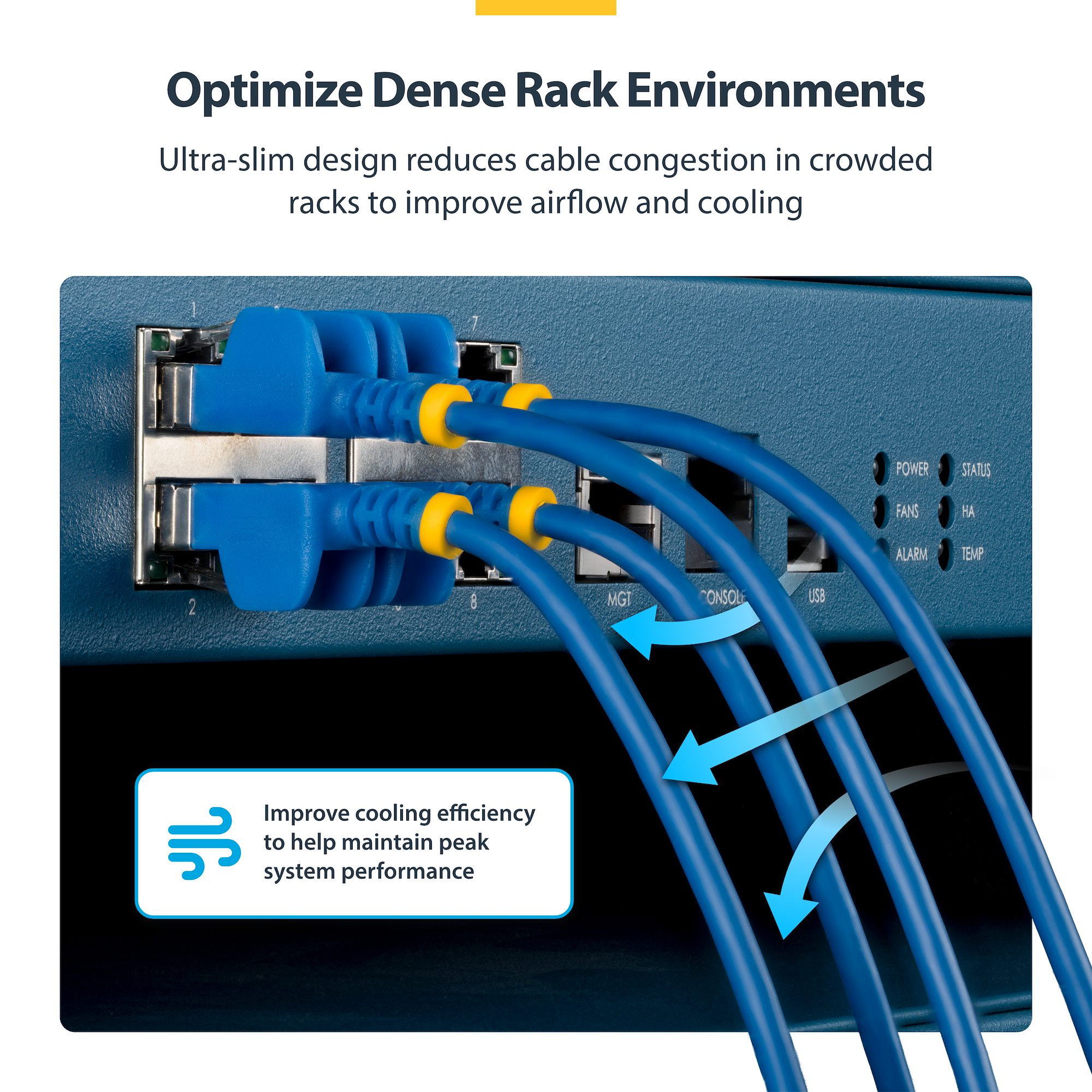 Route Ultra Slim Cat6a cables through high density installations