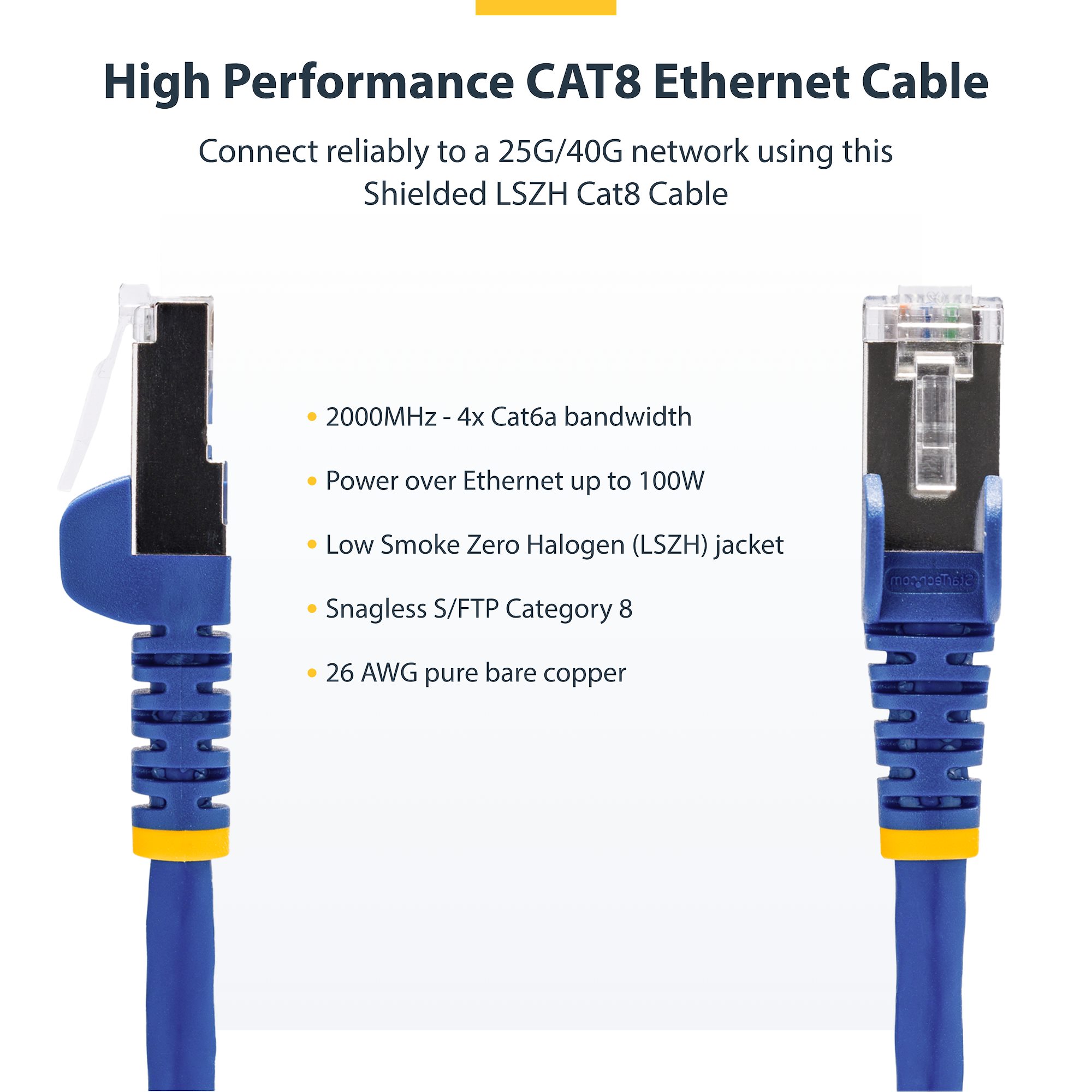 25G/40Gネットワークに安定した接続を提供するシールド付きLSZH Cat8