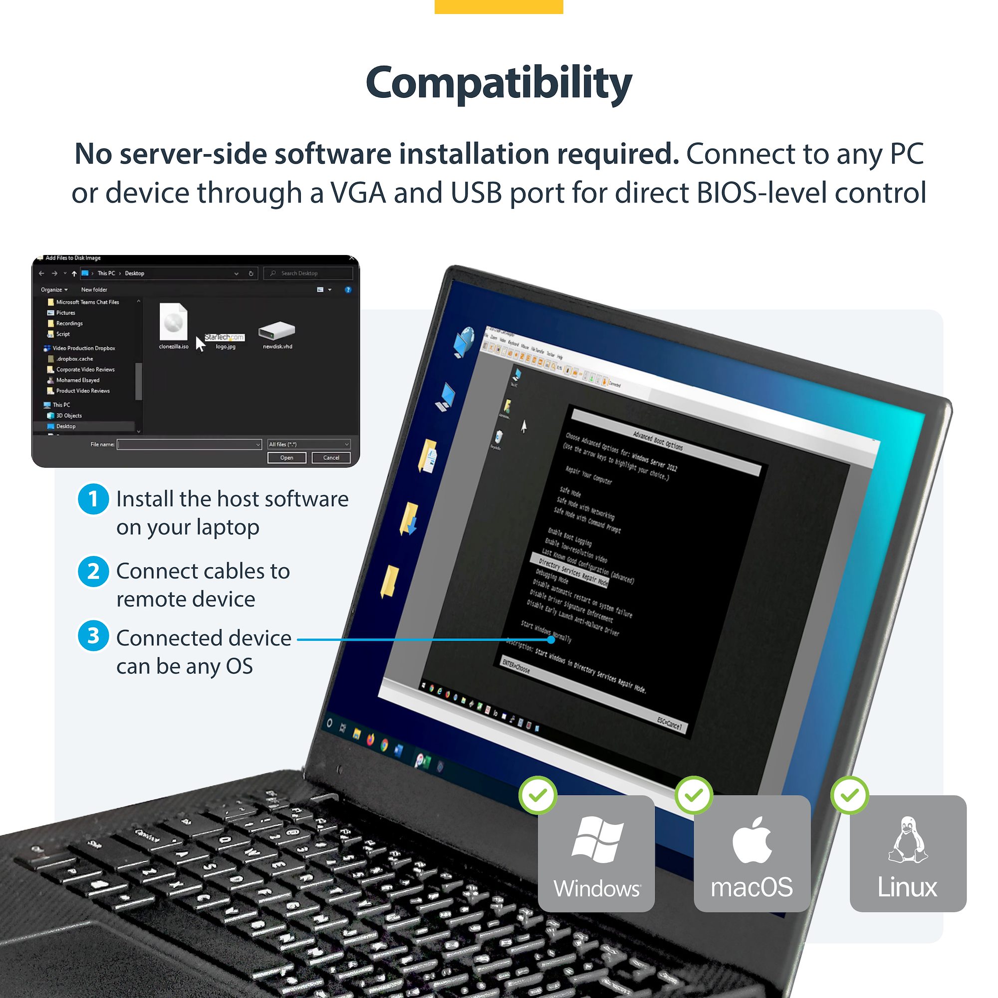 Turn any laptop into a console for headless servers, PCs, ATMs